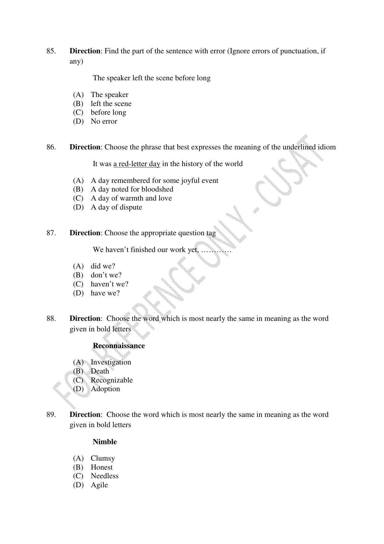 CUSAT CAT 2023 M.Voc Software Applications Development Question Paper - Page 19