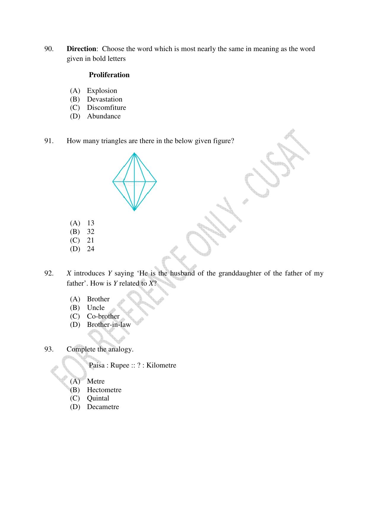 CUSAT CAT 2023 M.Voc Software Applications Development Question Paper - Page 20