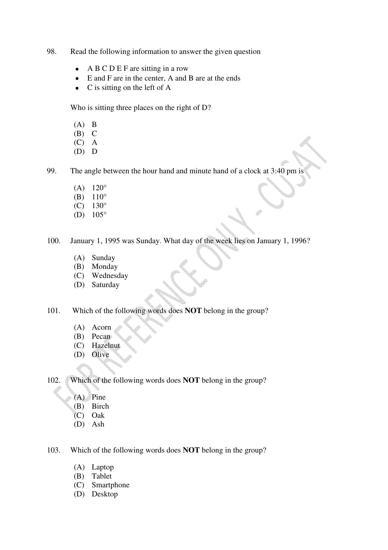 CUSAT CAT 2023 M.Voc Software Applications Development Question Paper - Page 22