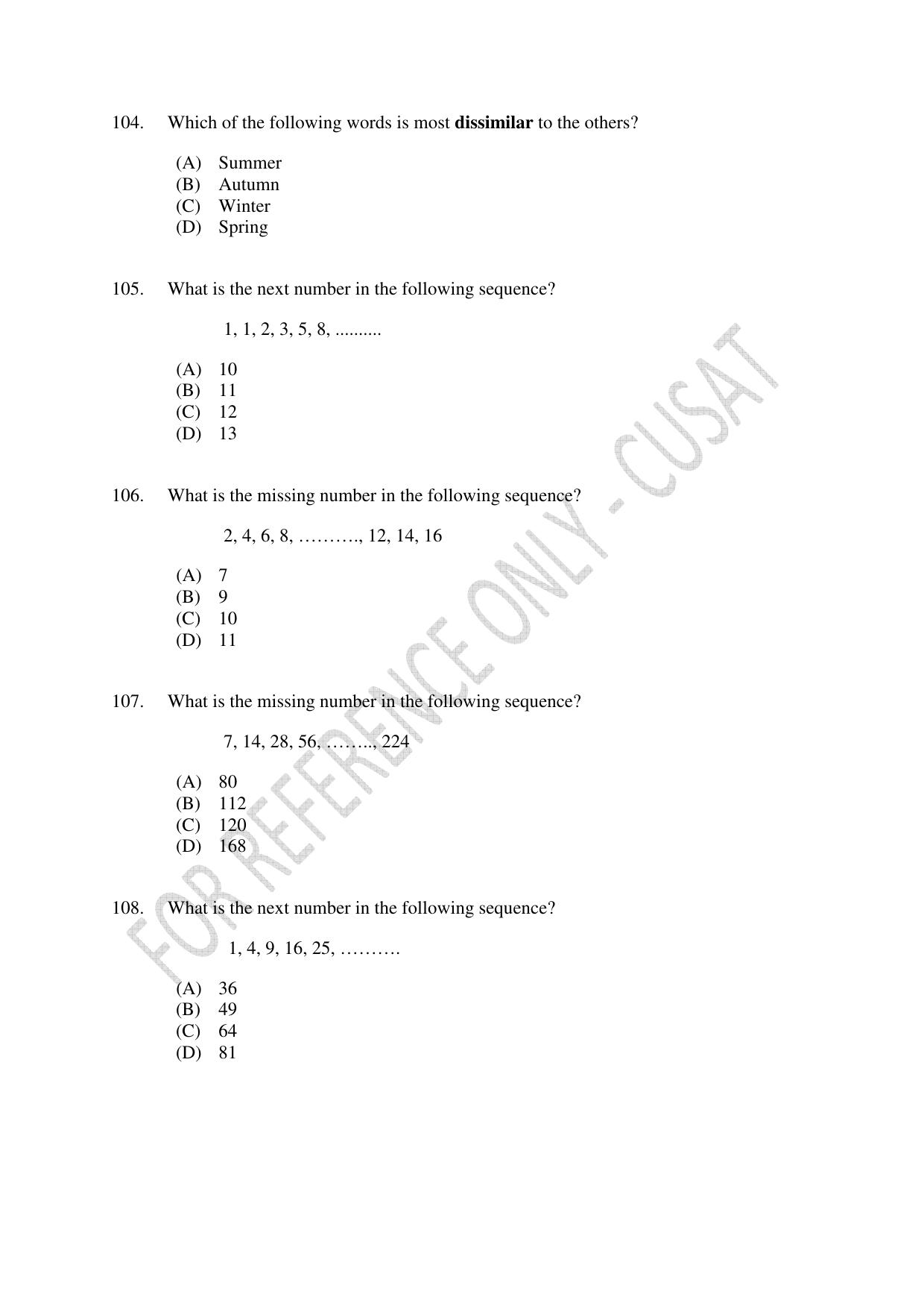 CUSAT CAT 2023 M.Voc Software Applications Development Question Paper - Page 23