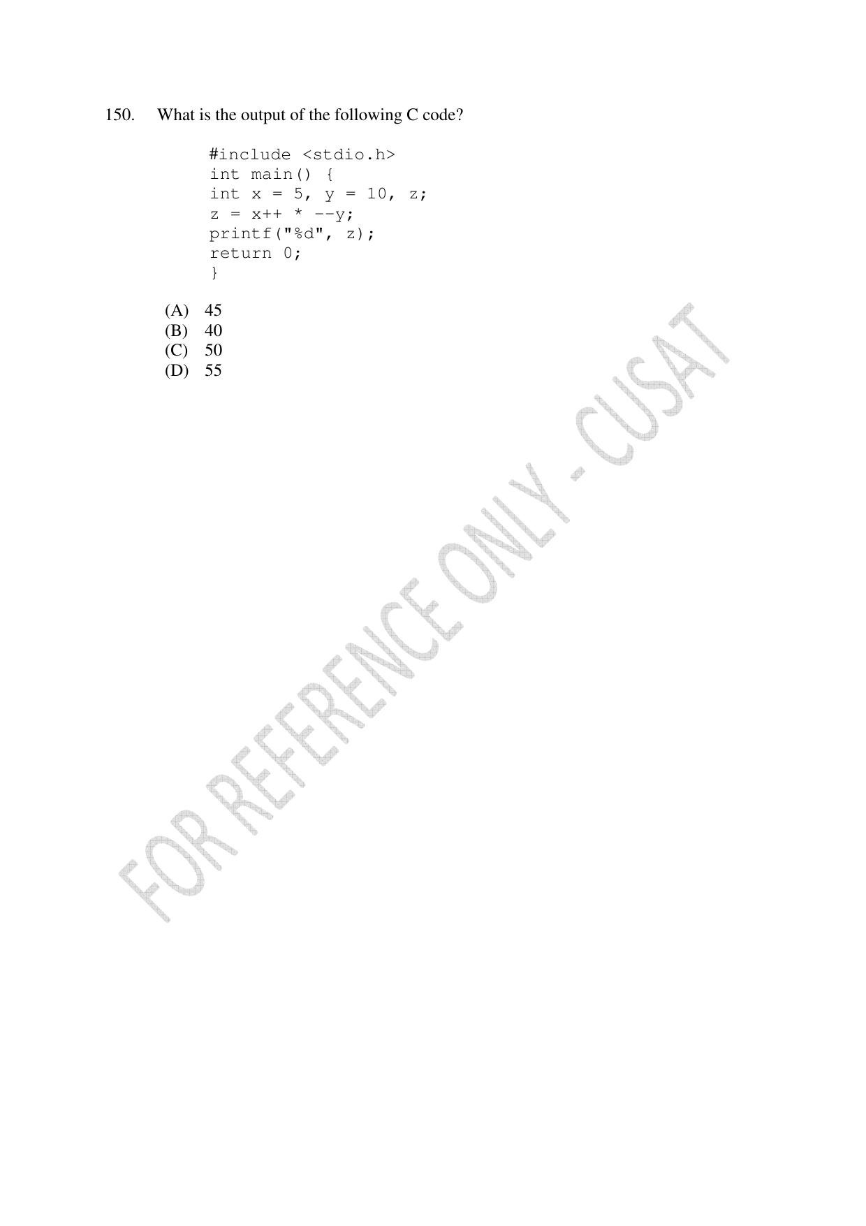 CUSAT CAT 2023 M.Voc Software Applications Development Question Paper - Page 35