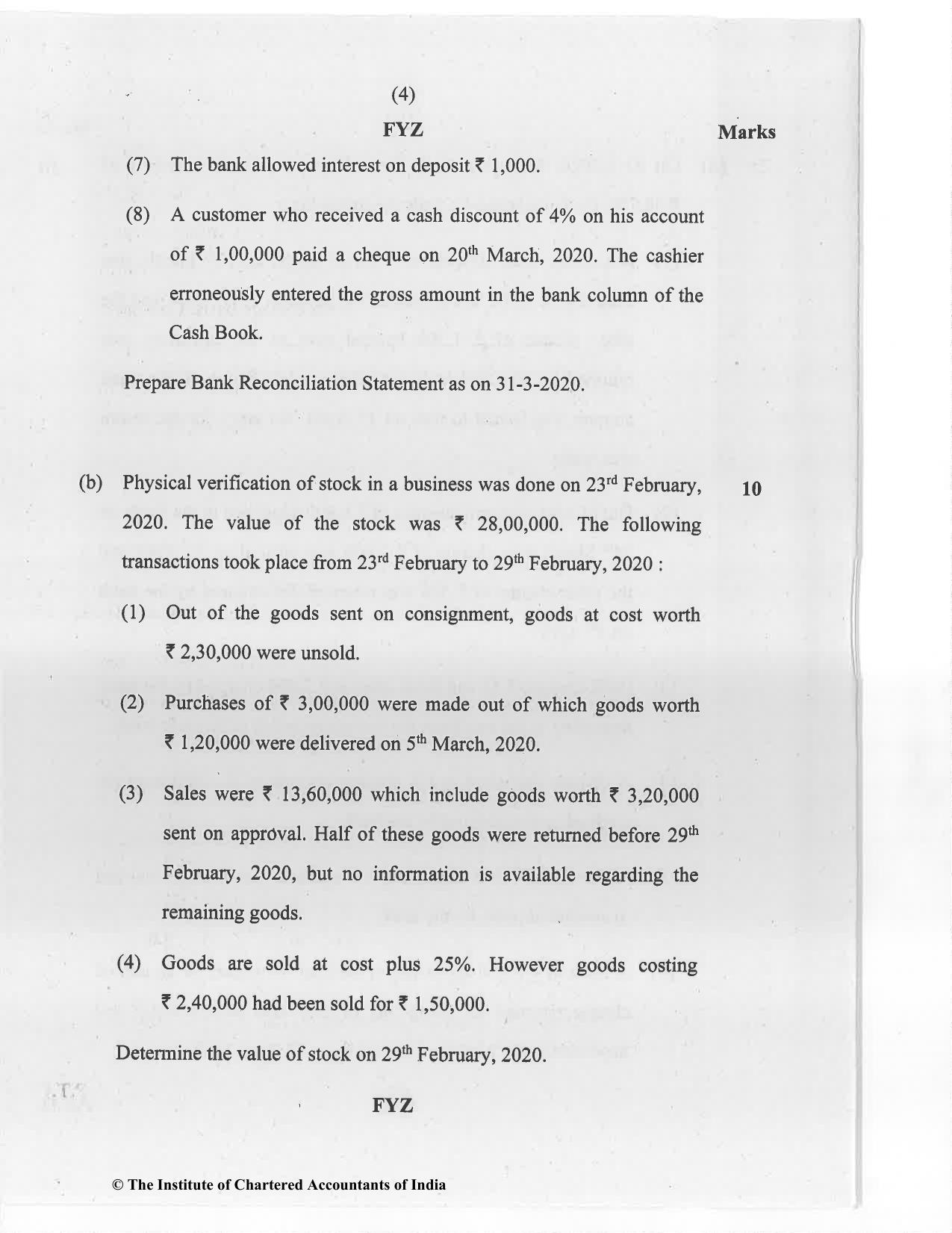 CA Foundation May 2020 Question Paper - Paper 1 (Principles and Practice of Accounting) - Page 4