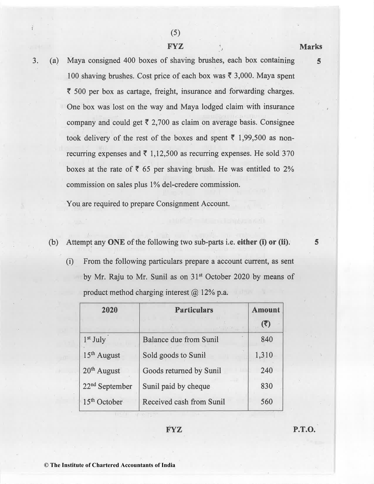 CA Foundation May 2020 Question Paper - Paper 1 (Principles and Practice of Accounting) - Page 5