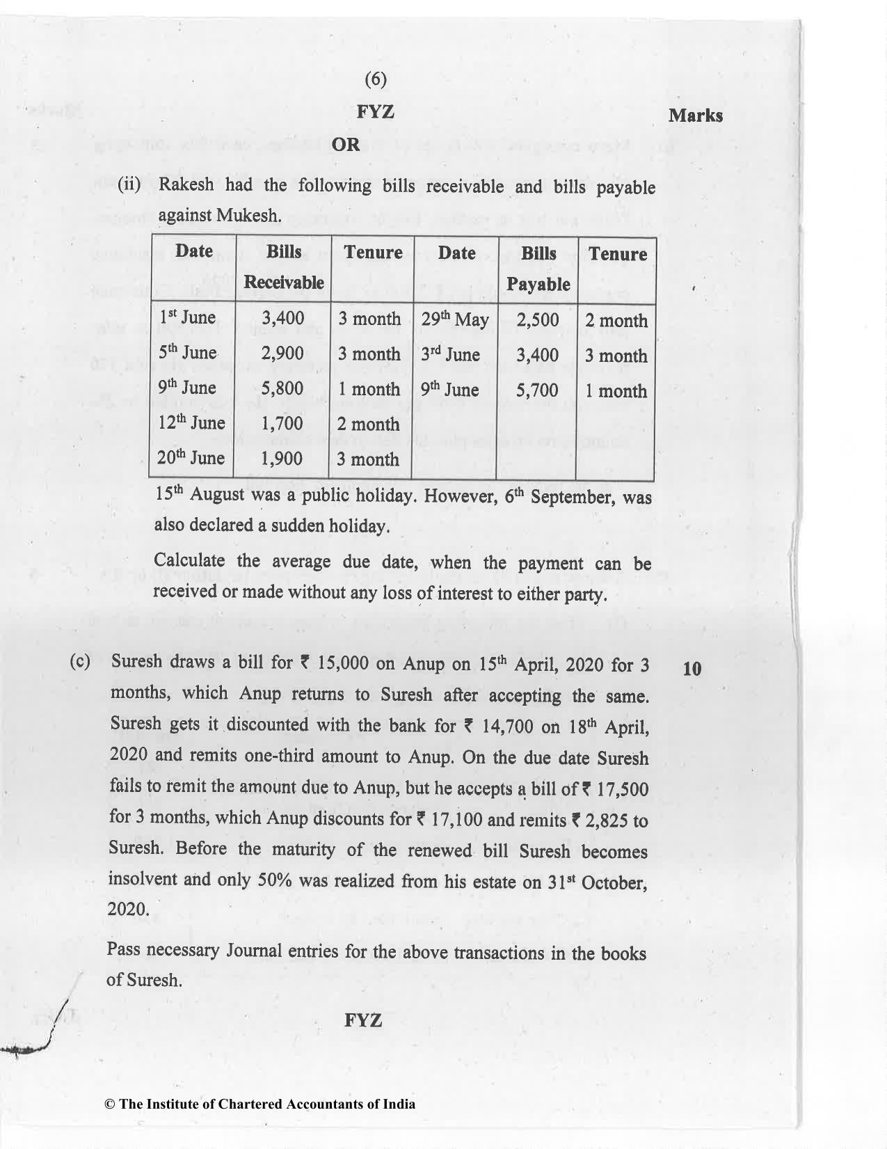 CA Foundation May 2020 Question Paper - Paper 1 (Principles and Practice of Accounting) - Page 6