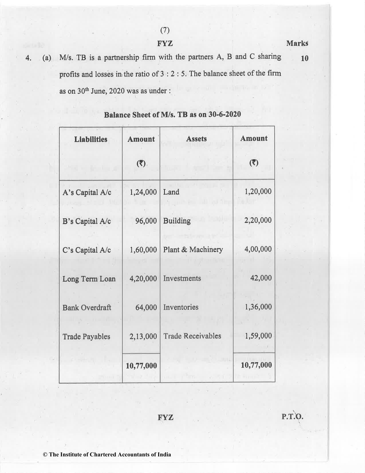 CA Foundation May 2020 Question Paper - Paper 1 (Principles and Practice of Accounting) - Page 7