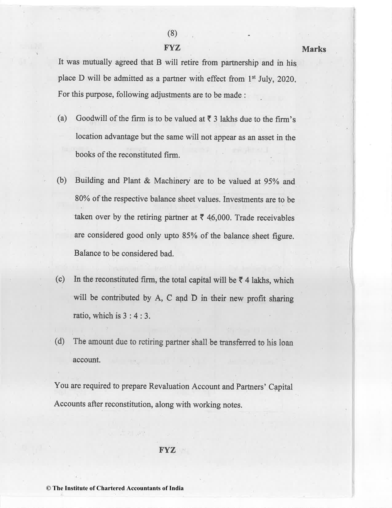 CA Foundation May 2020 Question Paper - Paper 1 (Principles and Practice of Accounting) - Page 8