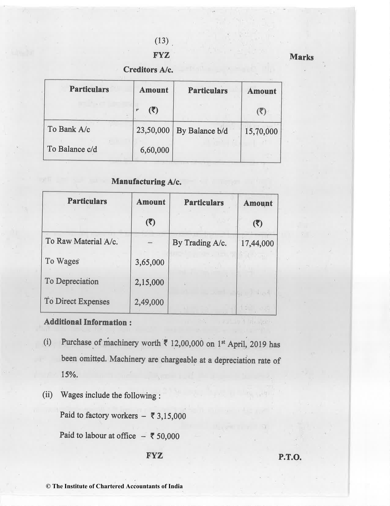 CA Foundation May 2020 Question Paper - Paper 1 (Principles and Practice of Accounting) - Page 13