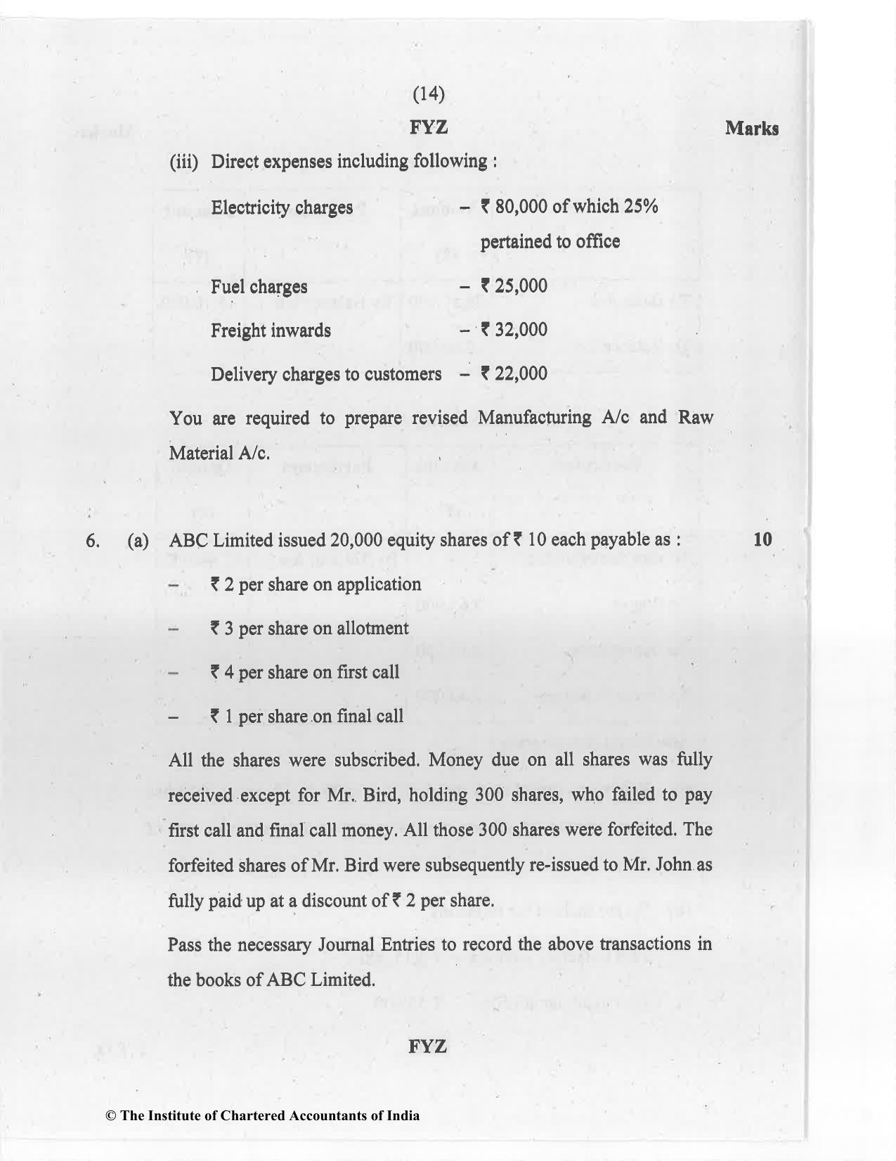 CA Foundation May 2020 Question Paper - Paper 1 (Principles and Practice of Accounting) - Page 14
