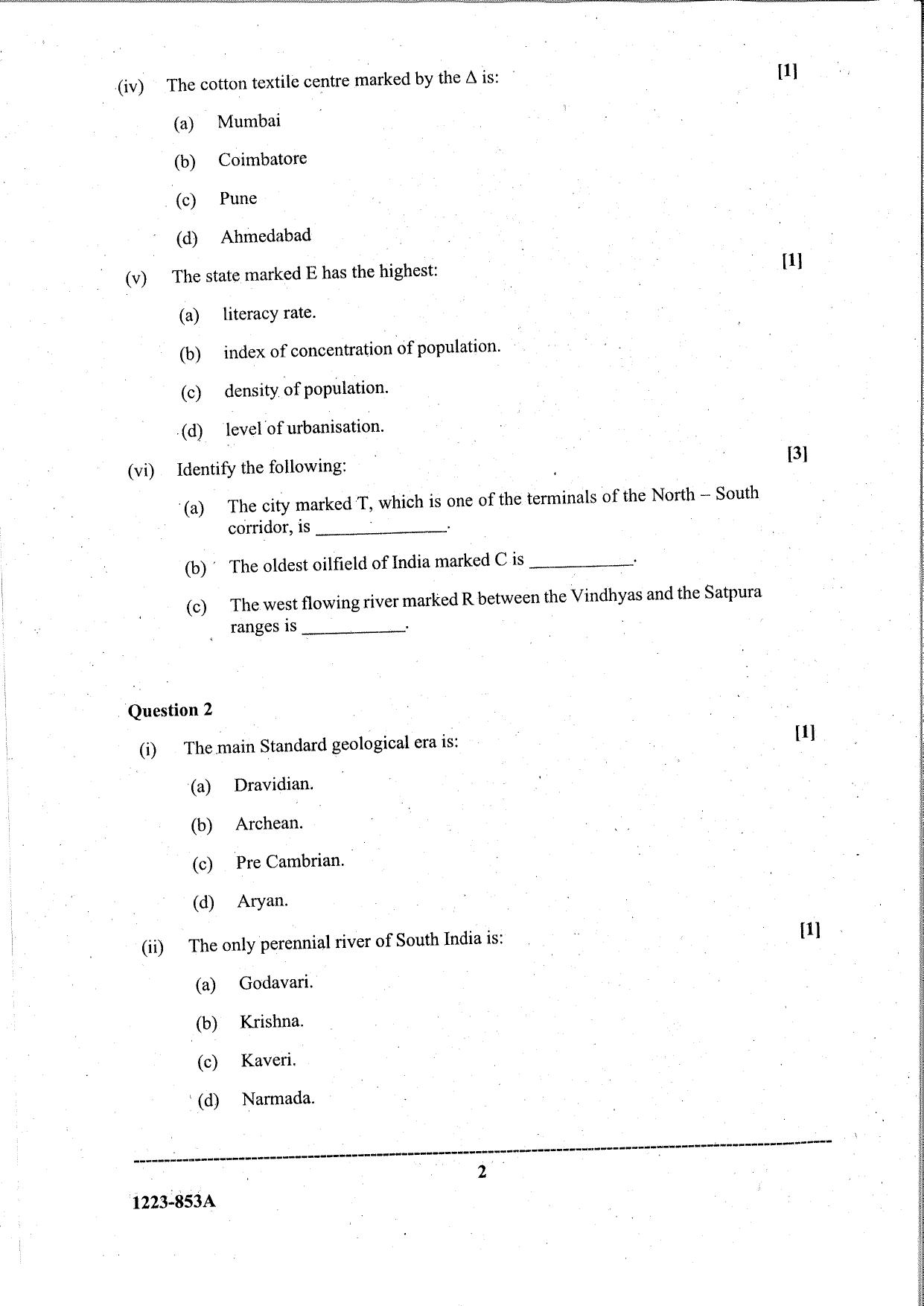 ISC Class 12 Geography 2023 Question Paper - Page 2
