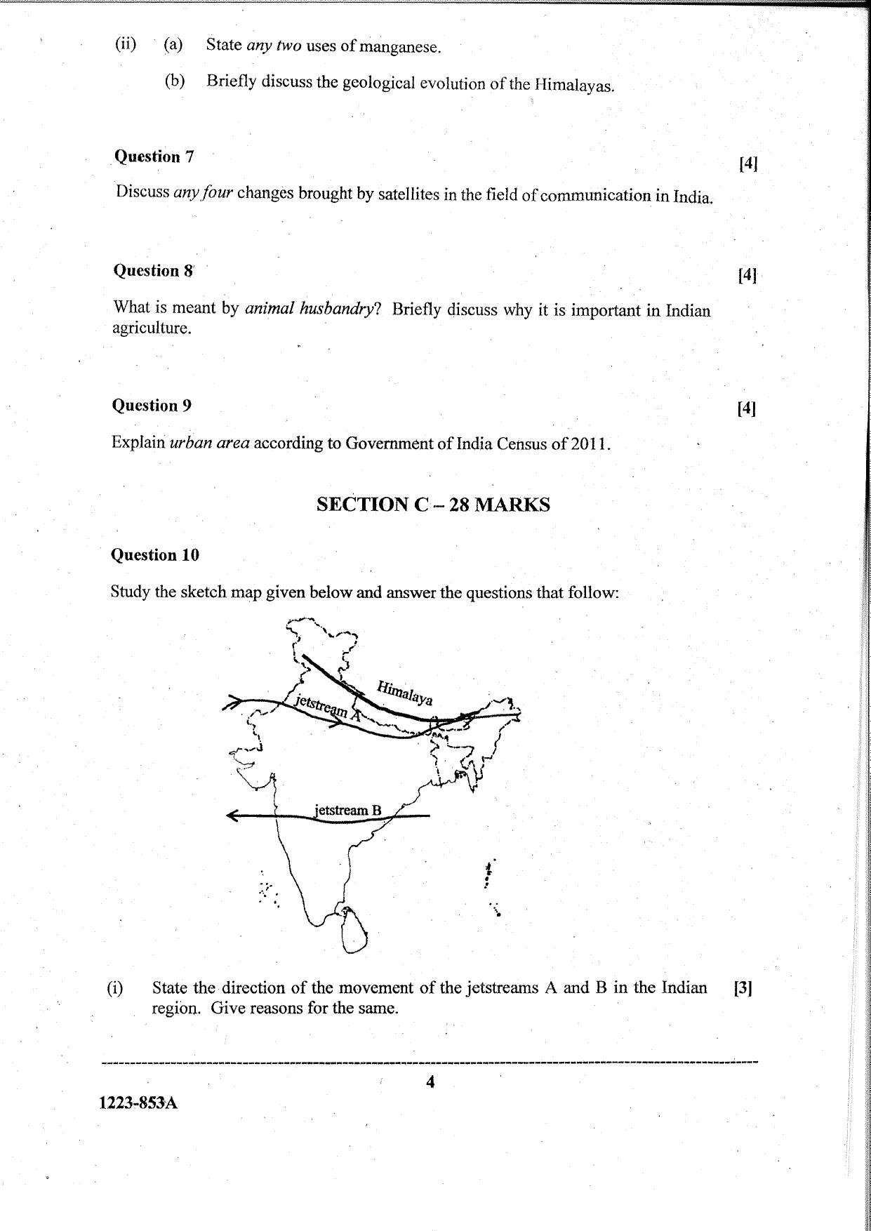 ISC Class 12 Geography 2023 Question Paper - Page 4