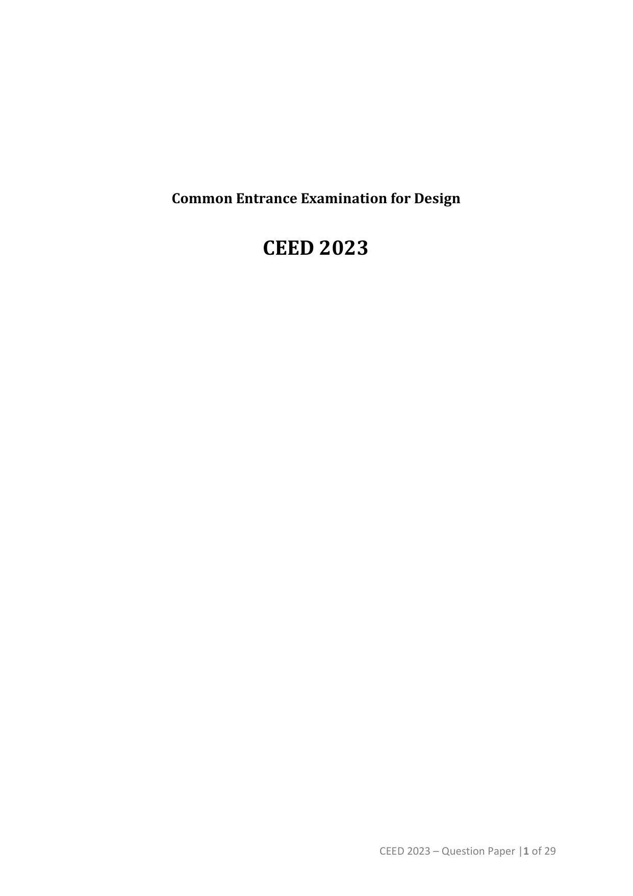 CEED 2023 Question Paper - Page 1