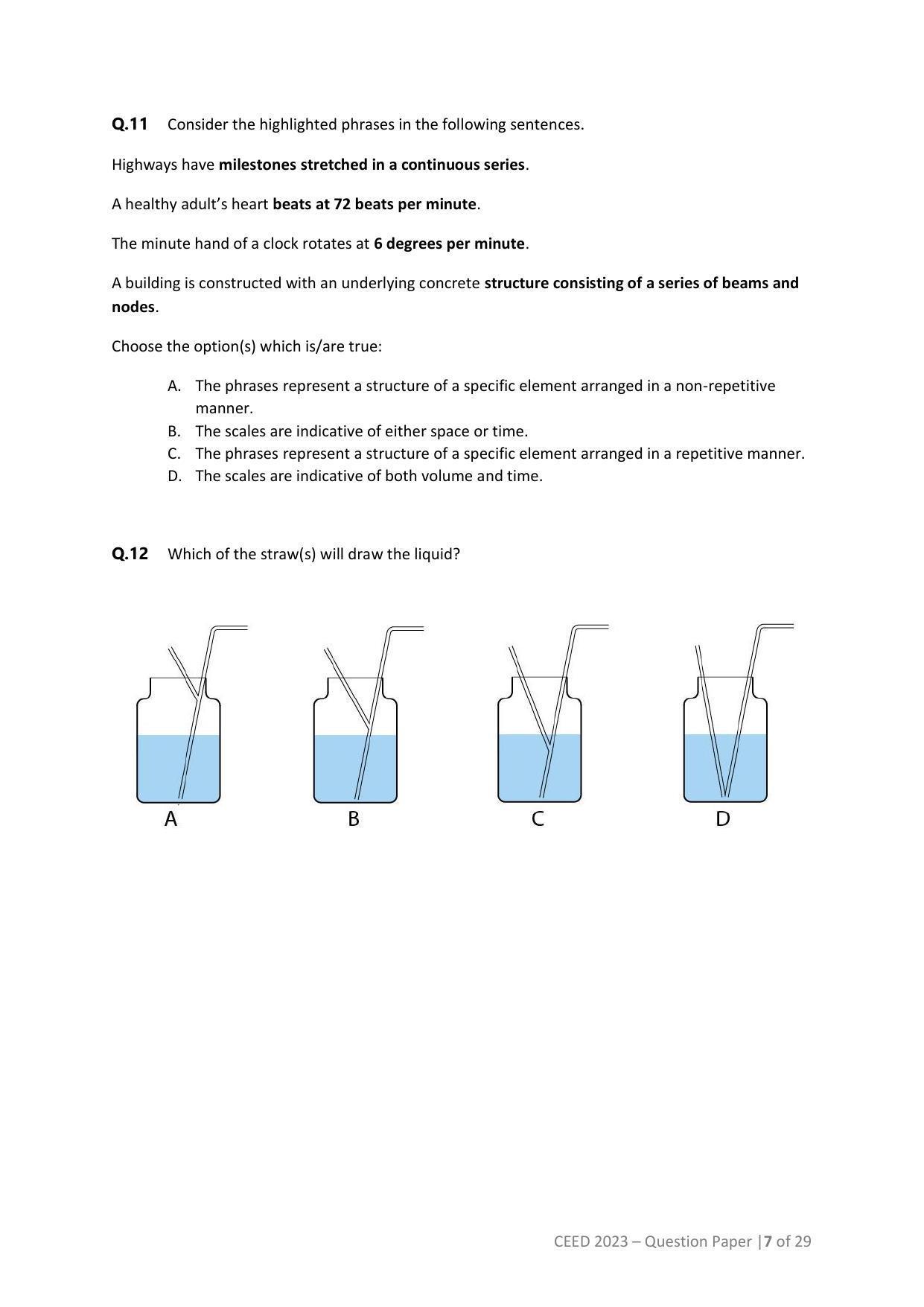 CEED 2023 Question Paper - Page 7
