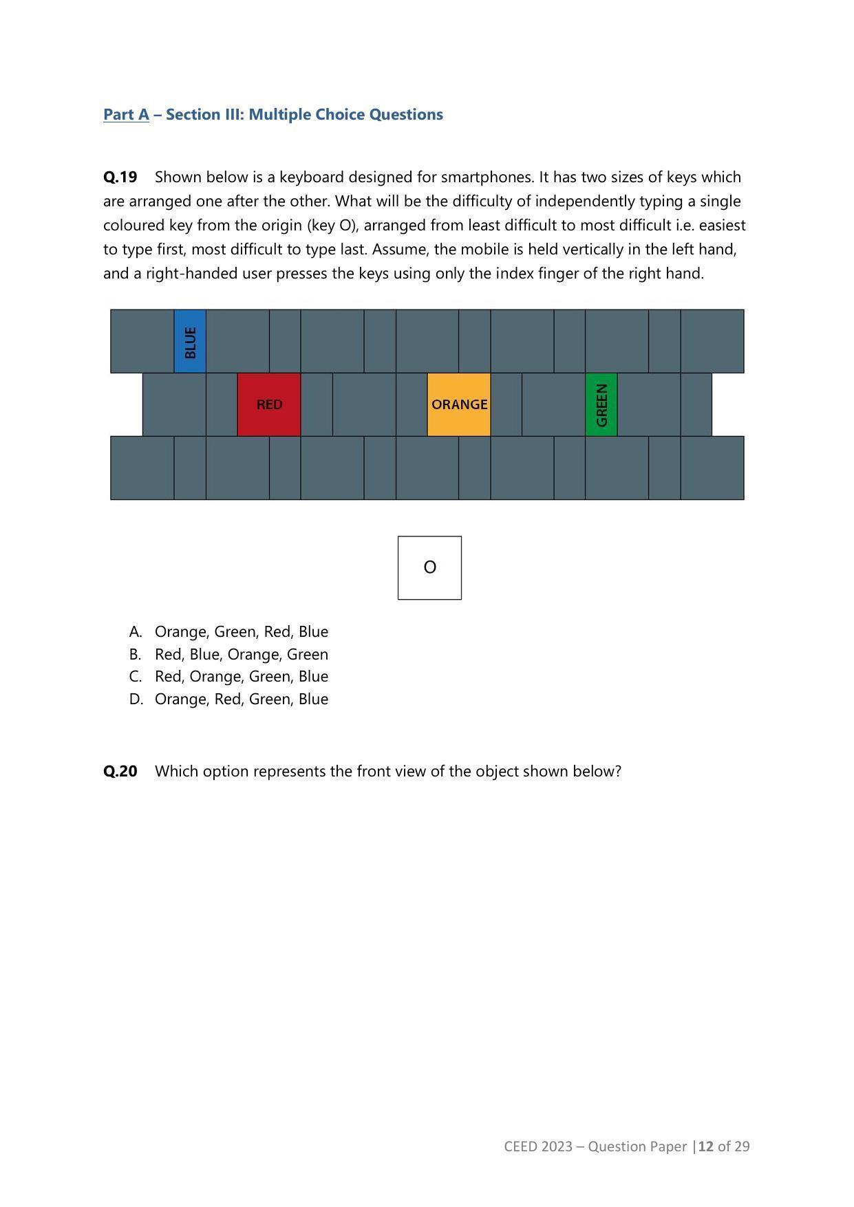 CEED 2023 Question Paper - Page 12