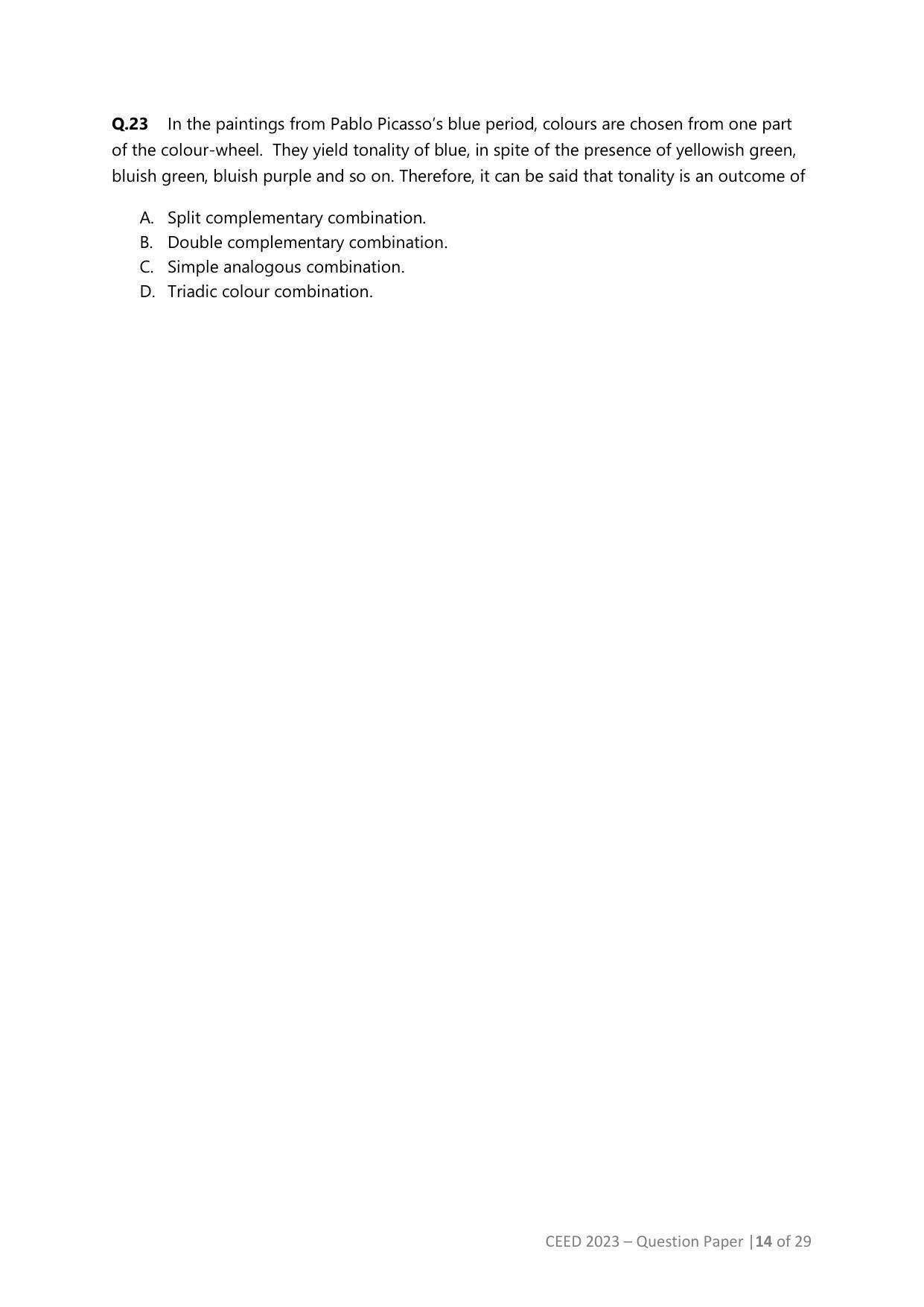 CEED 2023 Question Paper - Page 14