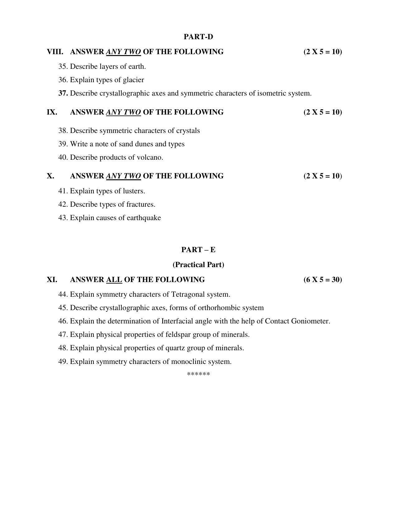 Karnataka 1st PUC GEOLOGY Model Question Paper - Page 4