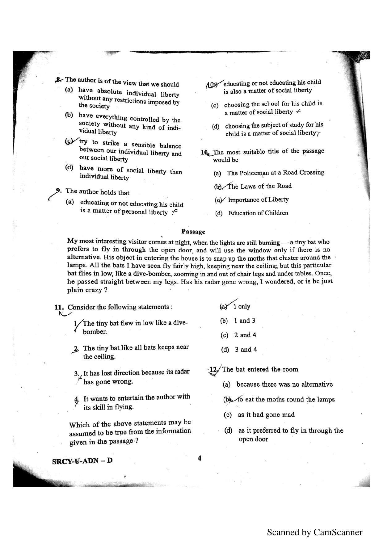 OUAT 2015 Question Paper - Page 4