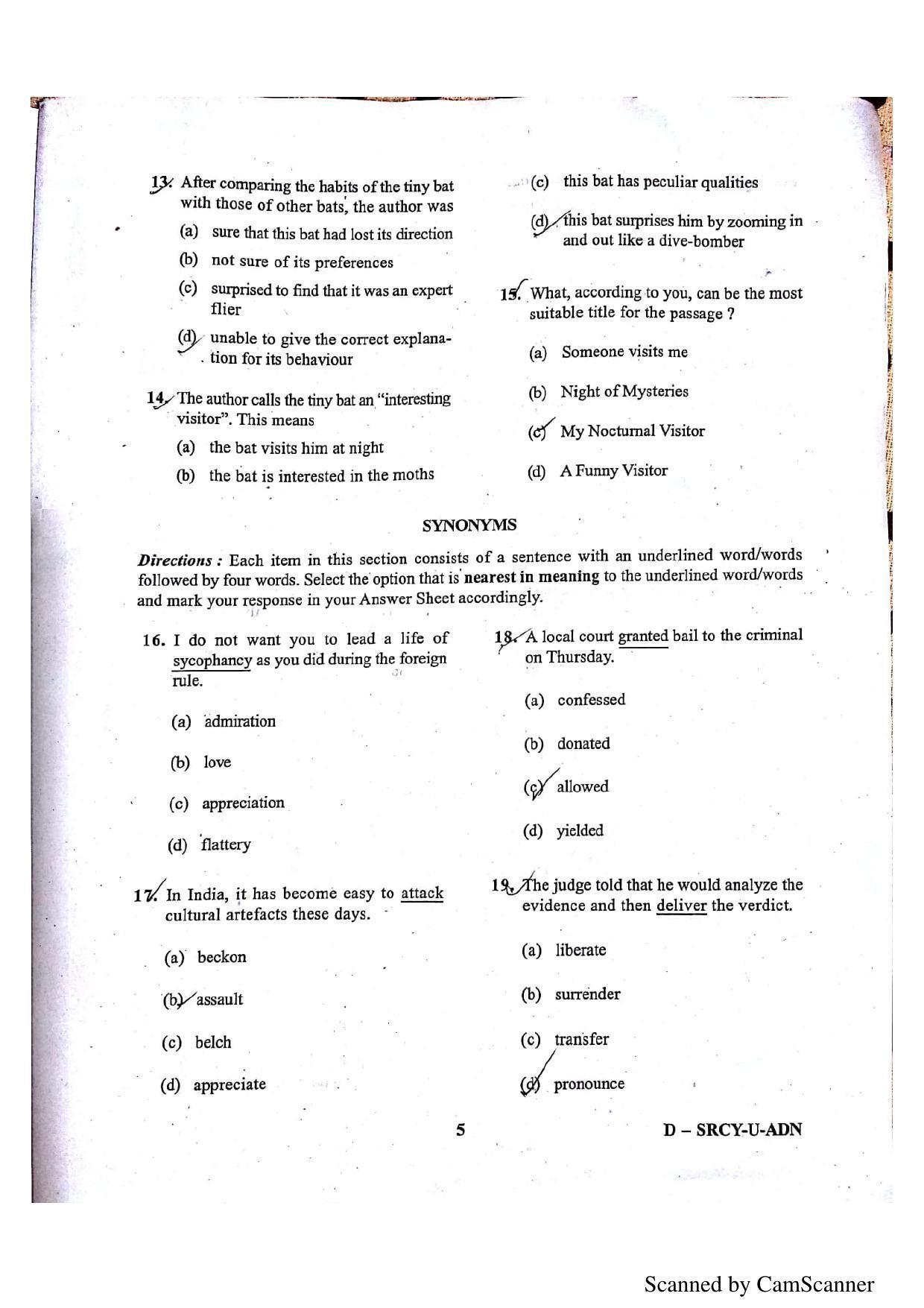 OUAT 2015 Question Paper - Page 5