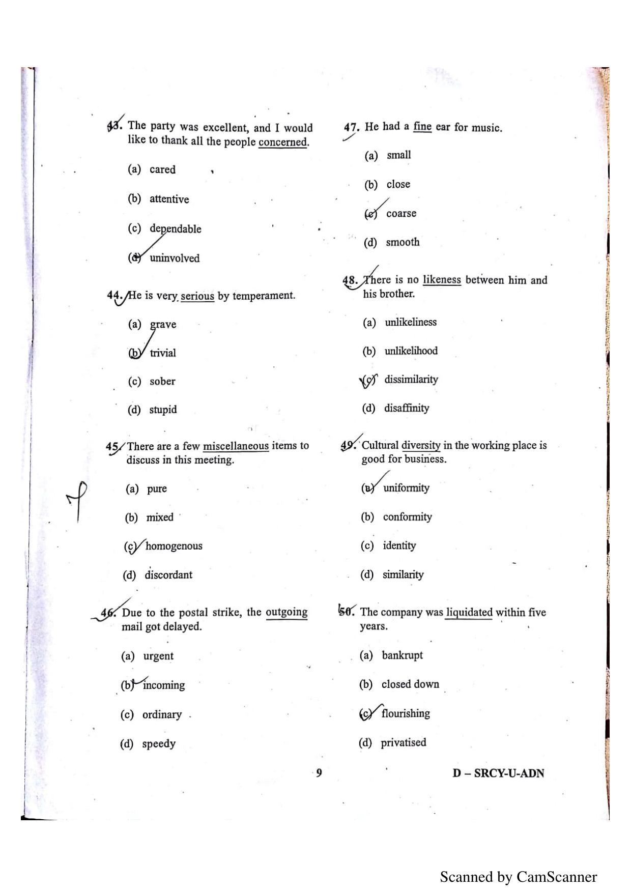 OUAT 2015 Question Paper - Page 9