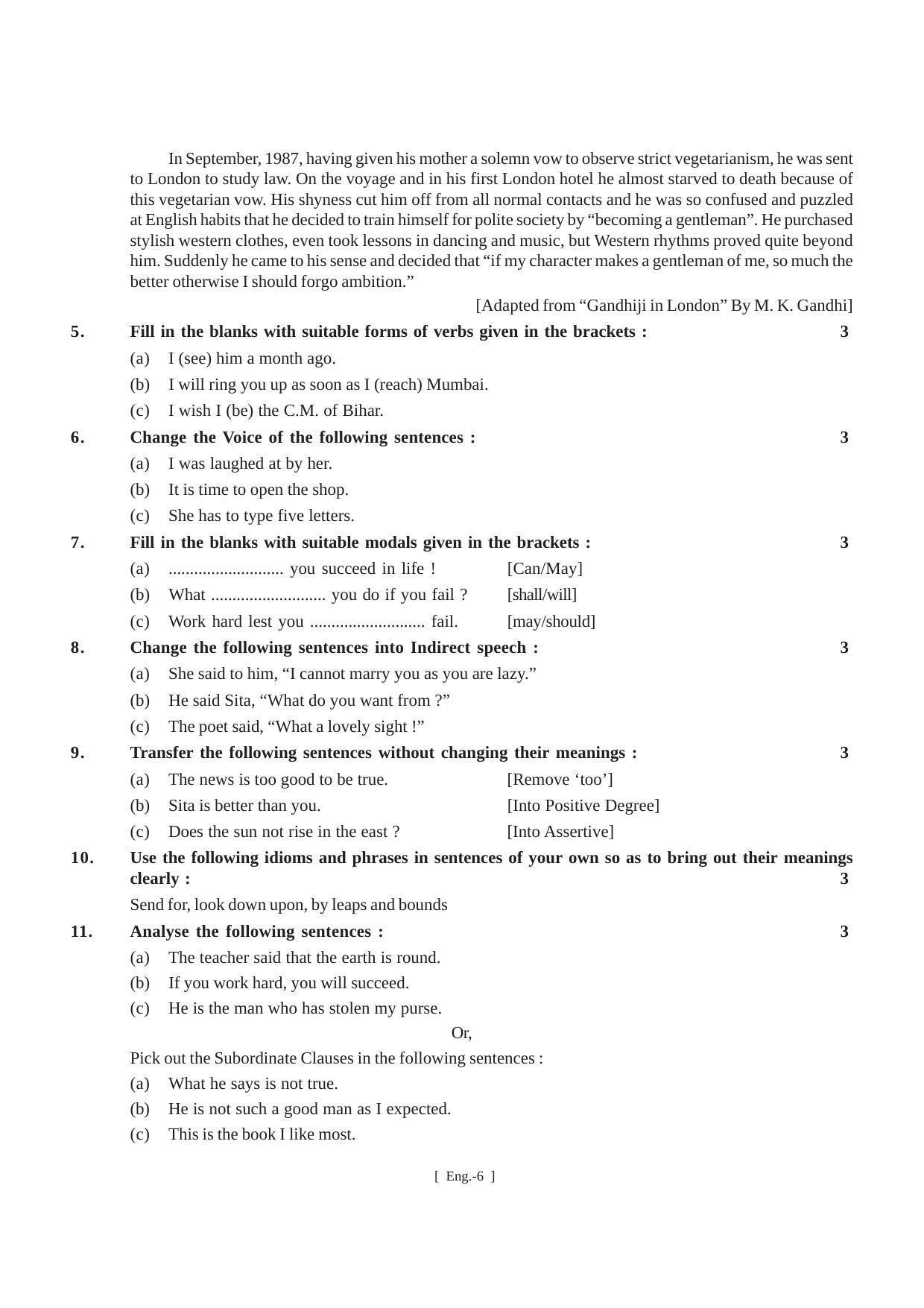 Bihar Board Class 11 English Model Paper - Page 6