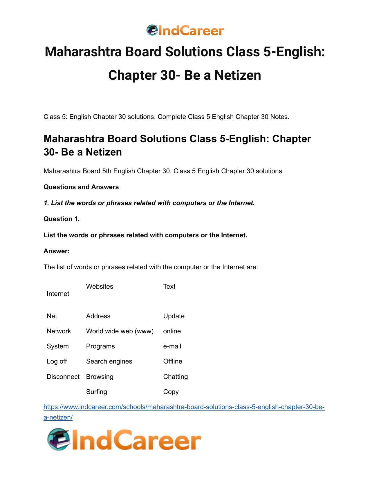Maharashtra Board Solutions Class 5-English: Chapter 30- Be a Netizen - Page 2