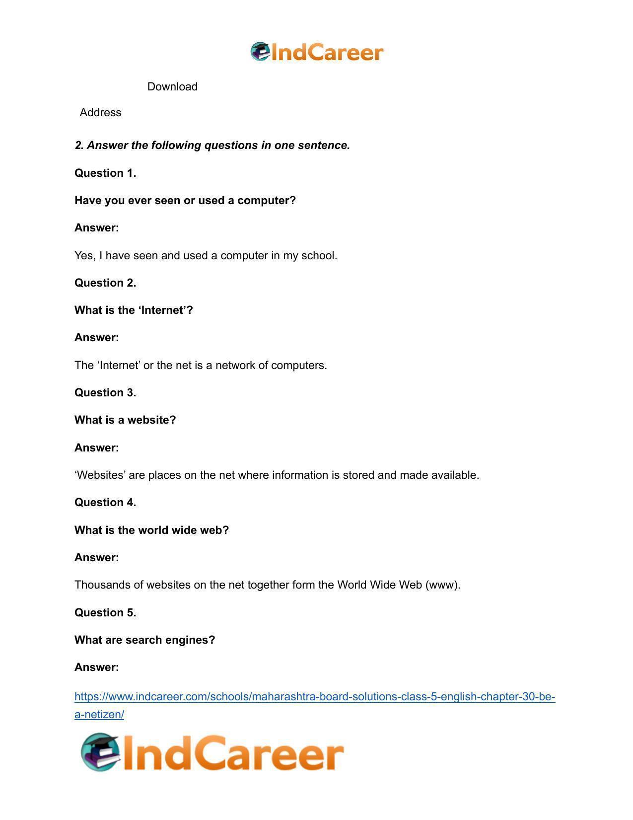 Maharashtra Board Solutions Class 5-English: Chapter 30- Be a Netizen - Page 3