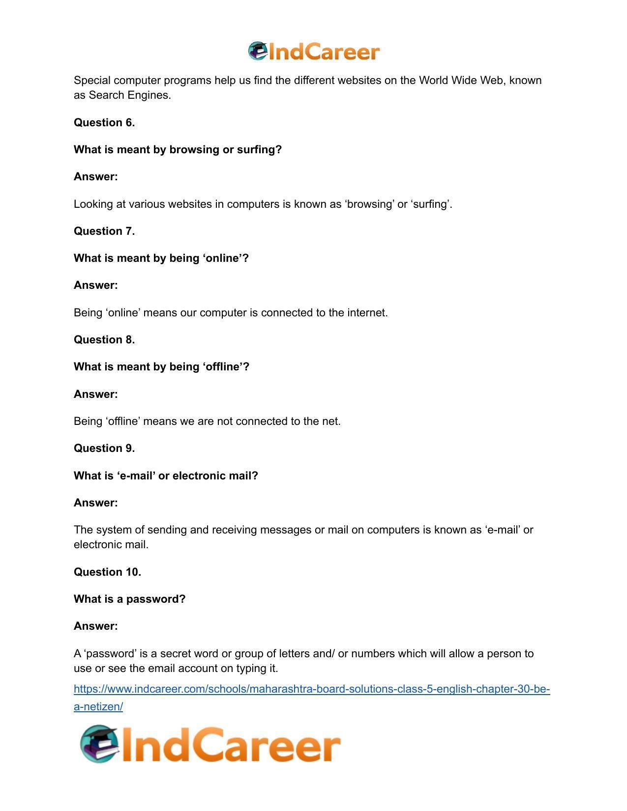 Maharashtra Board Solutions Class 5-English: Chapter 30- Be a Netizen - Page 4