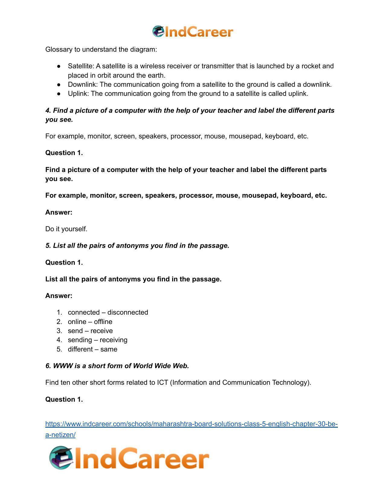 Maharashtra Board Solutions Class 5-English: Chapter 30- Be a Netizen - Page 6