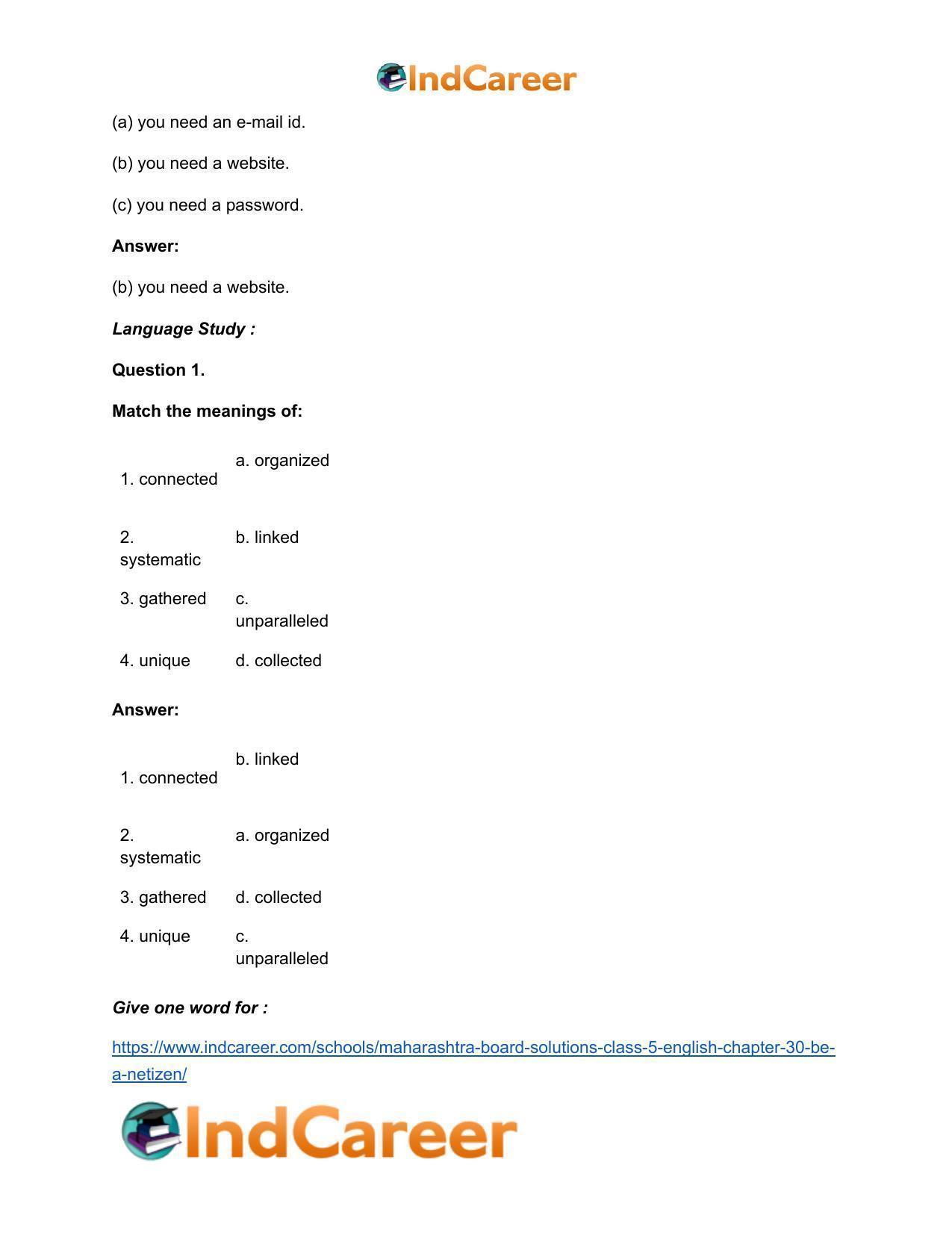 Maharashtra Board Solutions Class 5-English: Chapter 30- Be a Netizen - Page 9