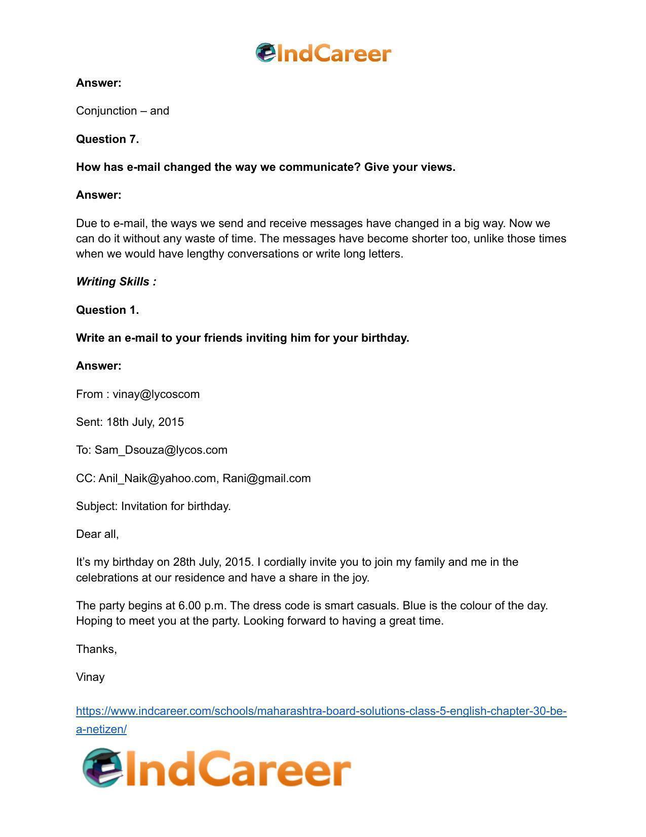 Maharashtra Board Solutions Class 5-English: Chapter 30- Be a Netizen - Page 13