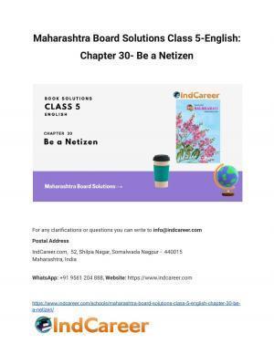 Maharashtra Board Solutions Class 5-English: Chapter 30- Be a Netizen