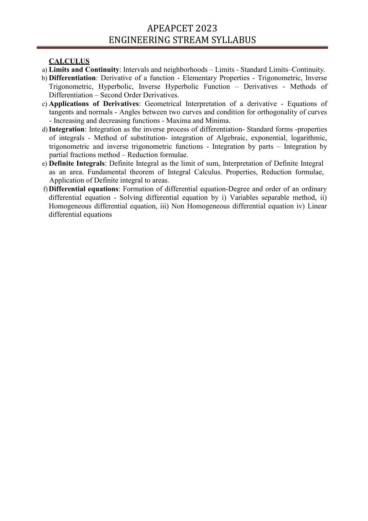 AP EAPCET Engineering Syllabus - Page 3