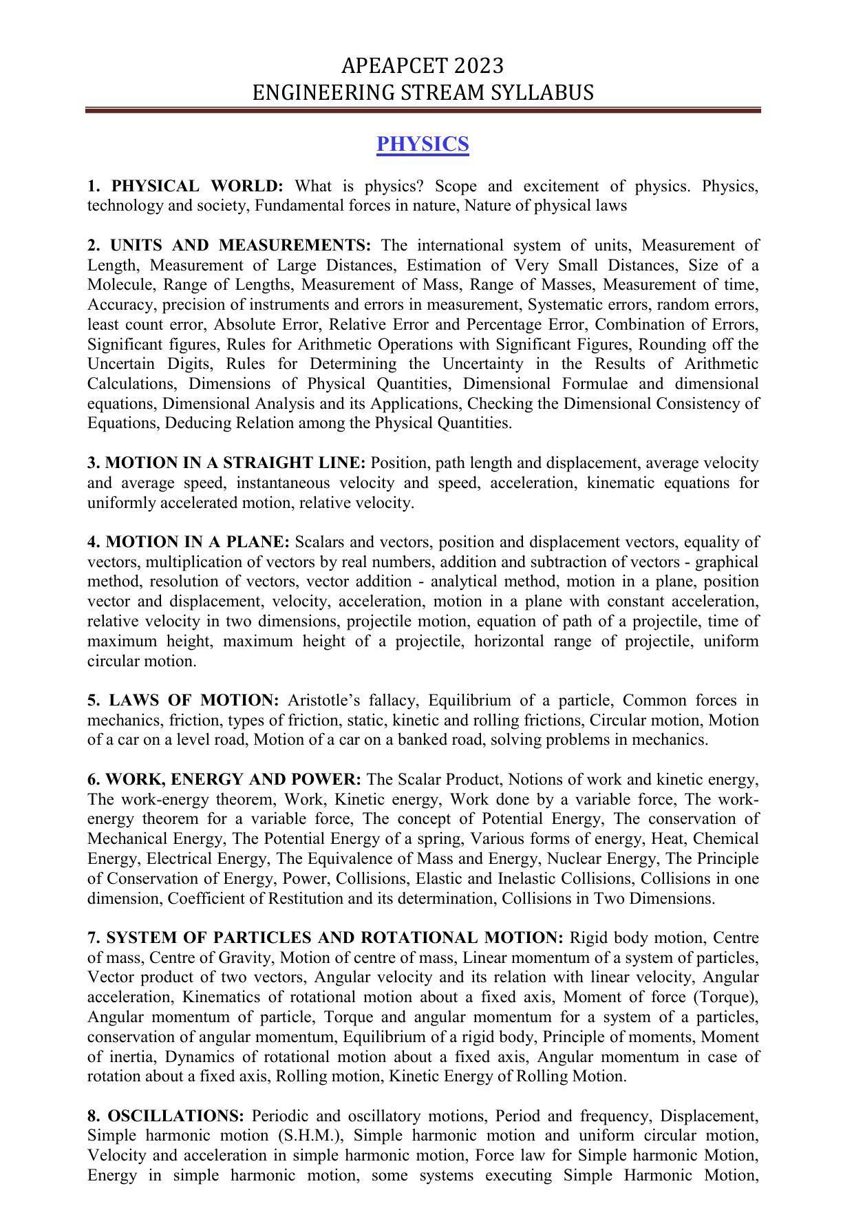 AP EAPCET Engineering Syllabus - Page 4