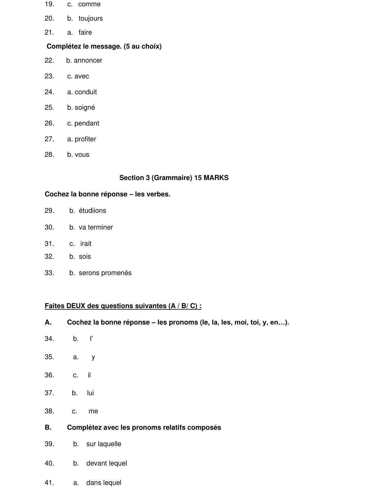 CBSE Class 10 French Marking Scheme and Solutions 2021-22 - Page 2