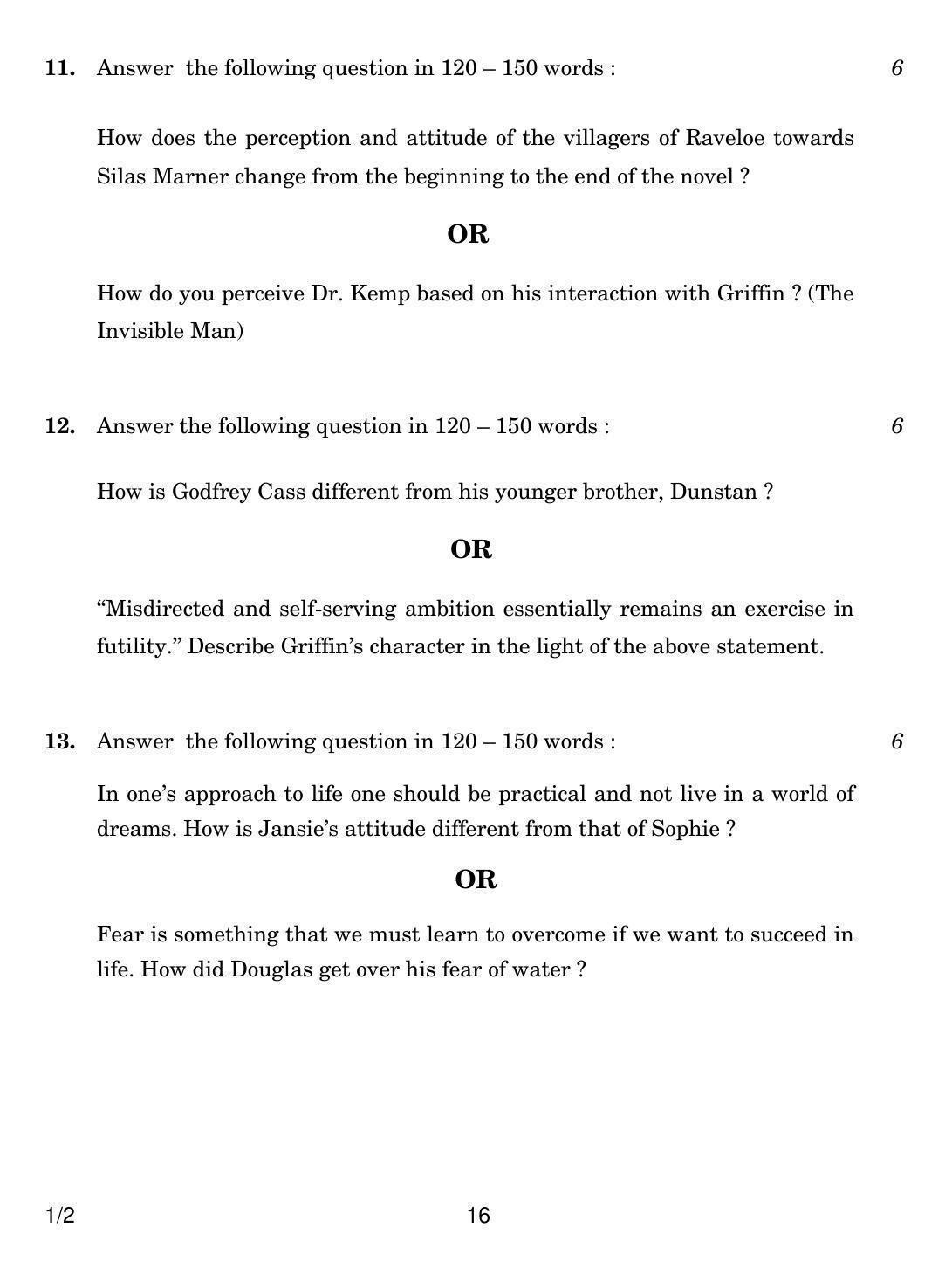 CBSE Class 12 1-2 ENGLISH CORE 2018 Question Paper - Page 16