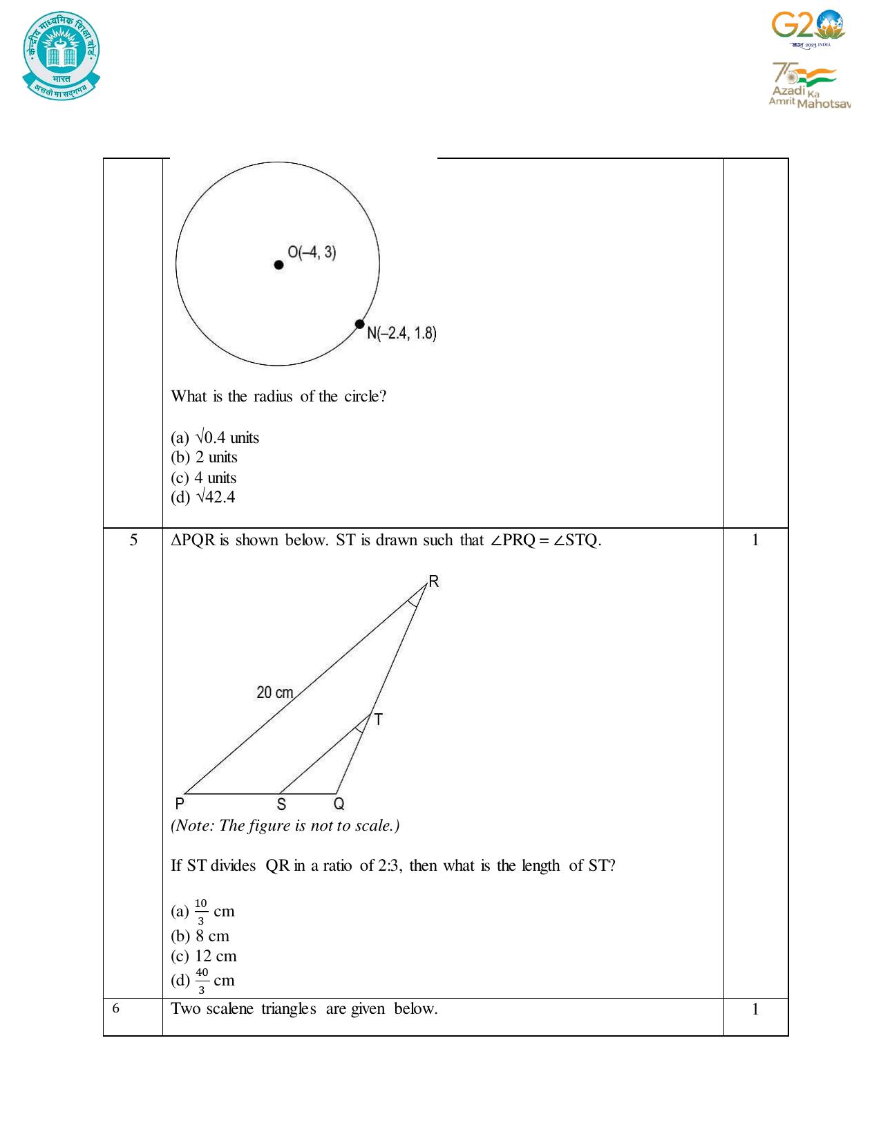 CBSE Class 10 Mathematics Set 1 Practice Questions 2023-24 - Page 5