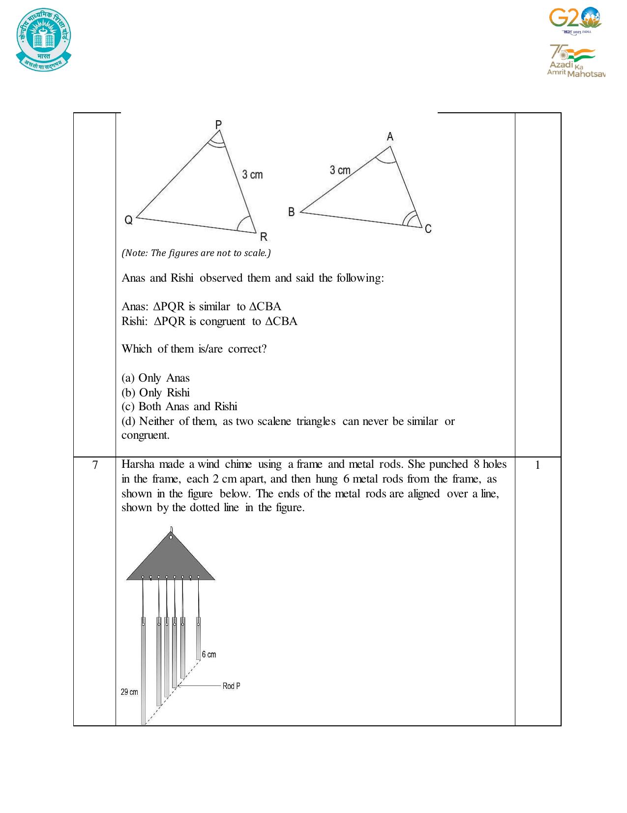 CBSE Class 10 Mathematics Set 1 Practice Questions 2023-24 - Page 6
