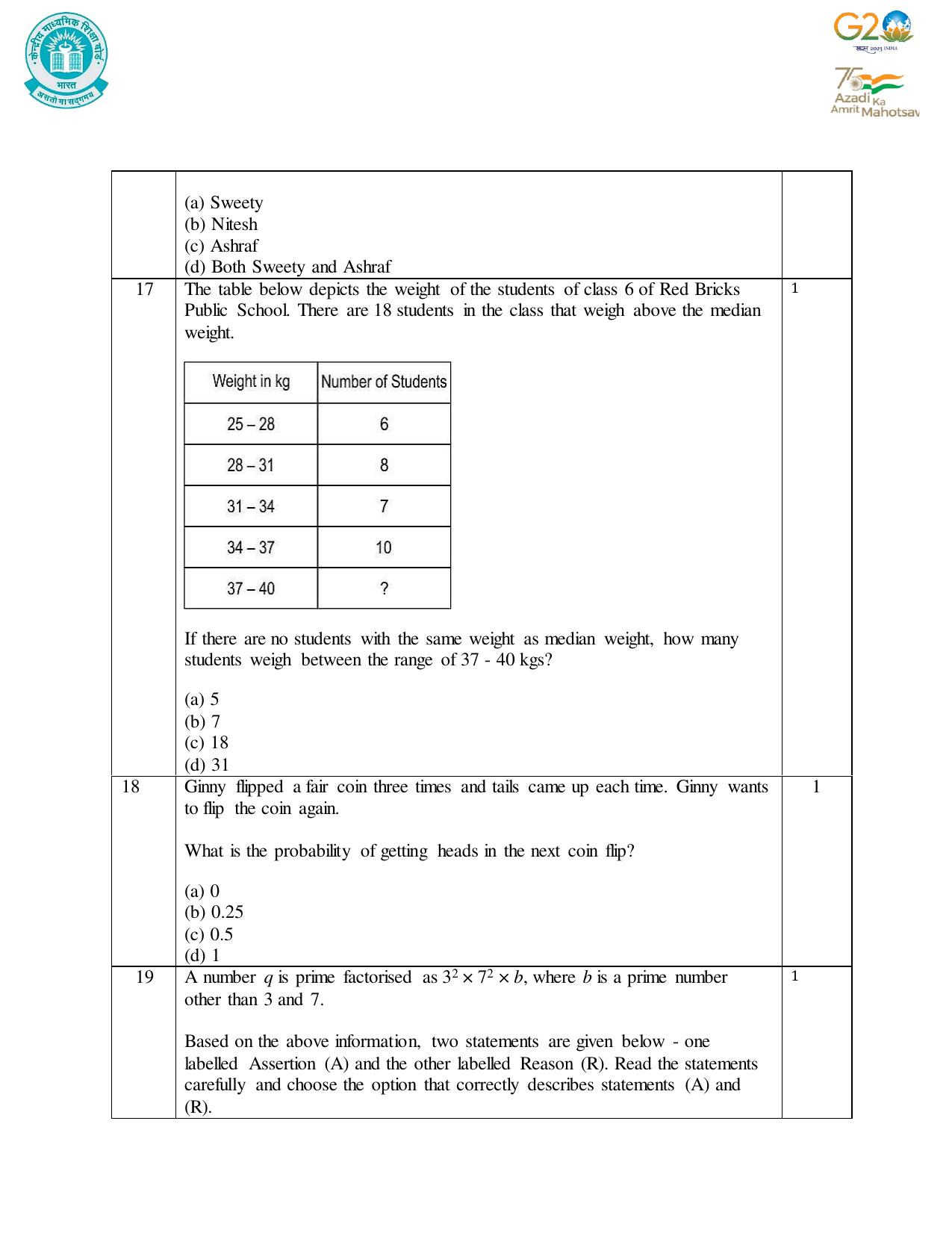 CBSE Class 10 Mathematics Set 1 Practice Questions 2023-24 - Page 12