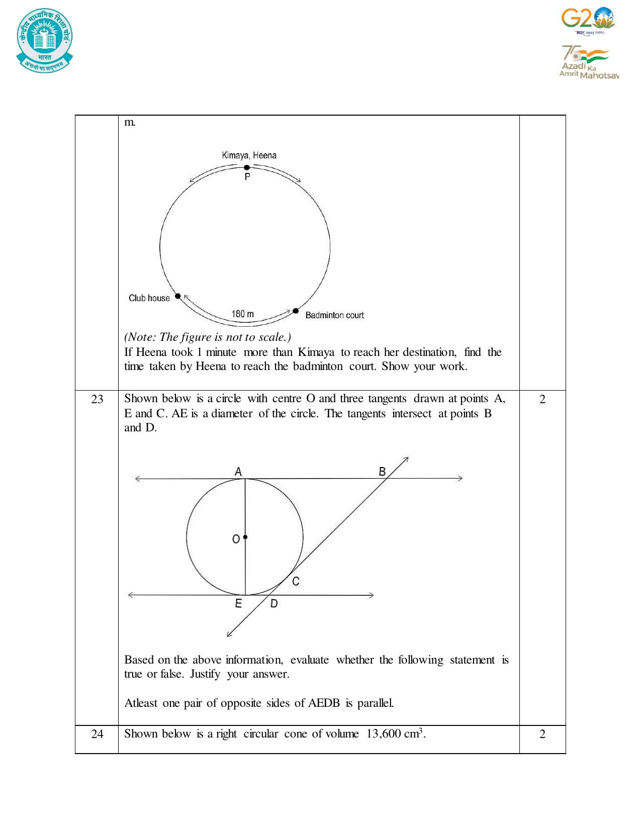 CBSE Class 10 Mathematics Set 1 Practice Questions 2023-24 - Page 14