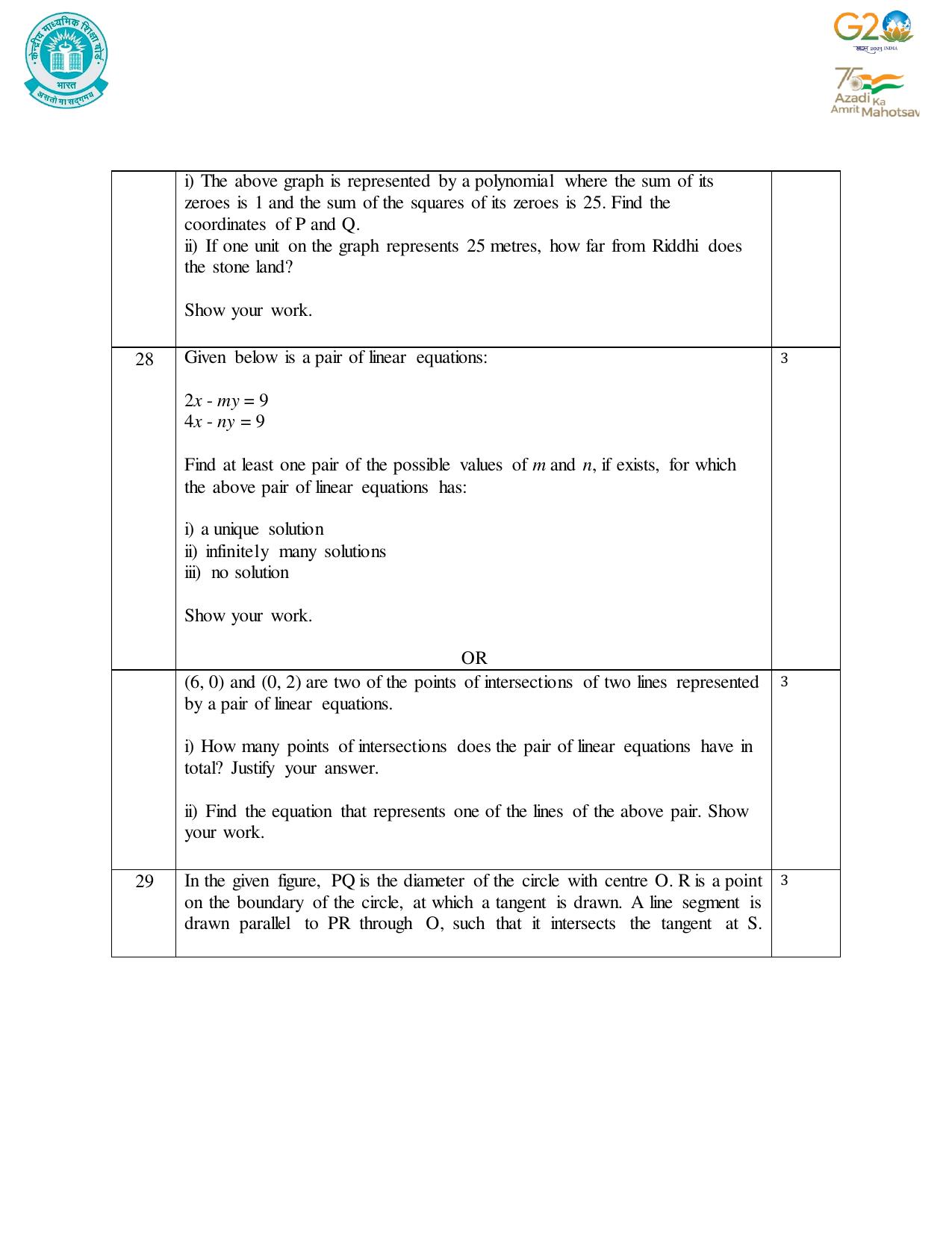 CBSE Class 10 Mathematics Set 1 Practice Questions 2023-24 - Page 18
