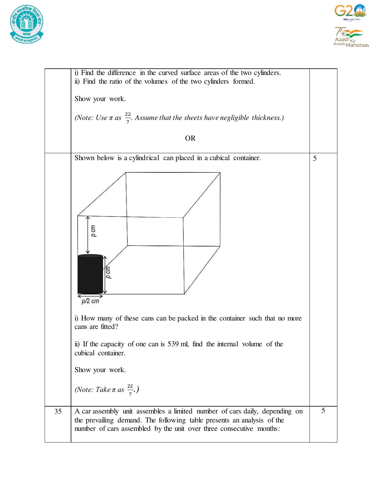 CBSE Class 10 Mathematics Set 1 Practice Questions 2023-24 - Page 22