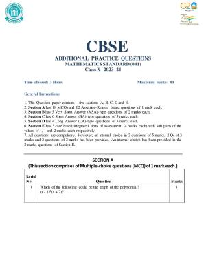 CBSE Class 10 Mathematics Set 1 Practice Questions 2023-24