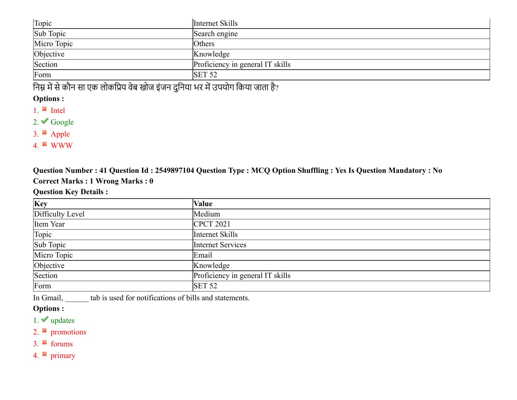 MP CPCT 08 August 2021 Question Paper English Shift 3 - Page 50
