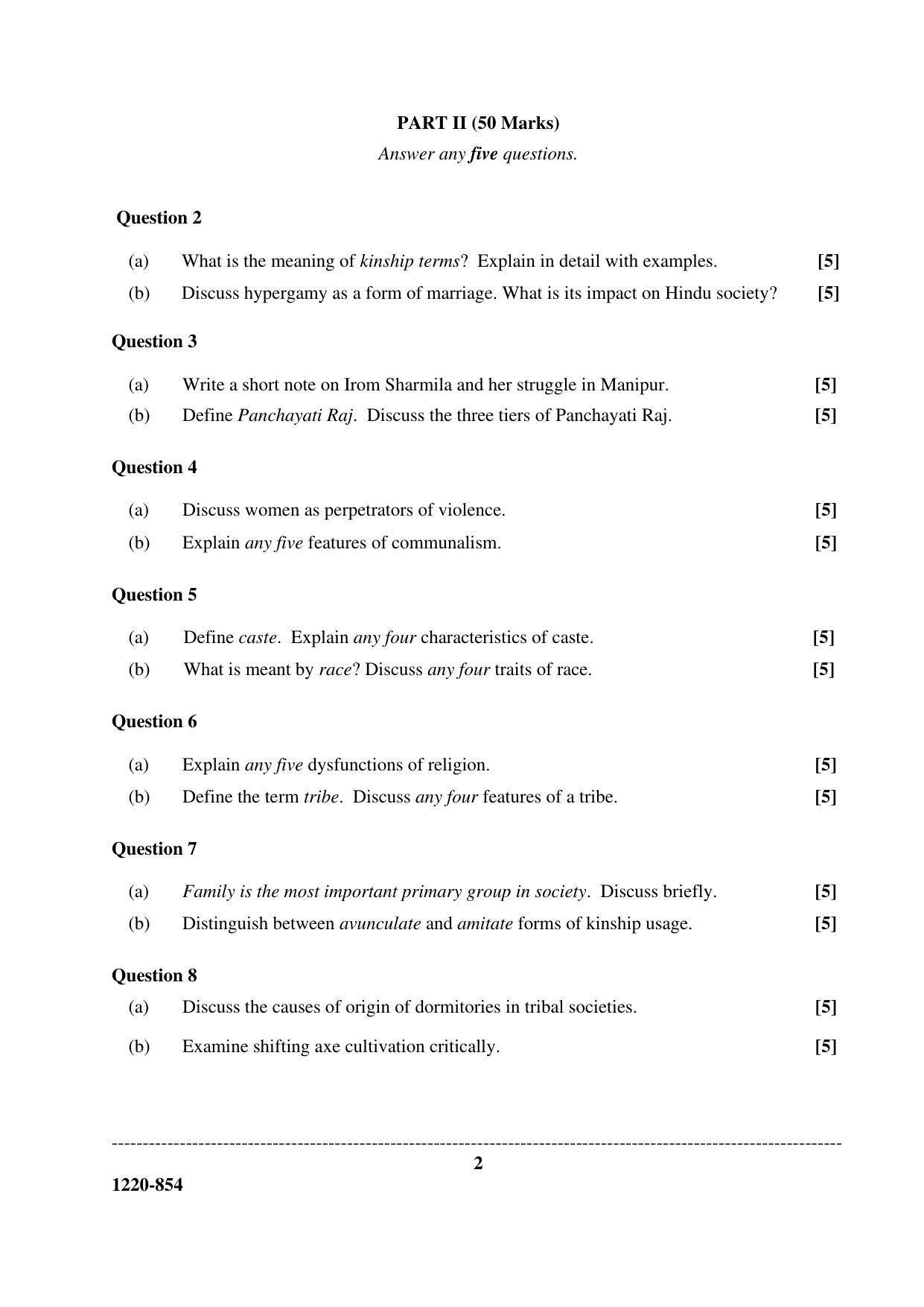 ISC Class 12 2020 Sociology Question Paper - Page 2