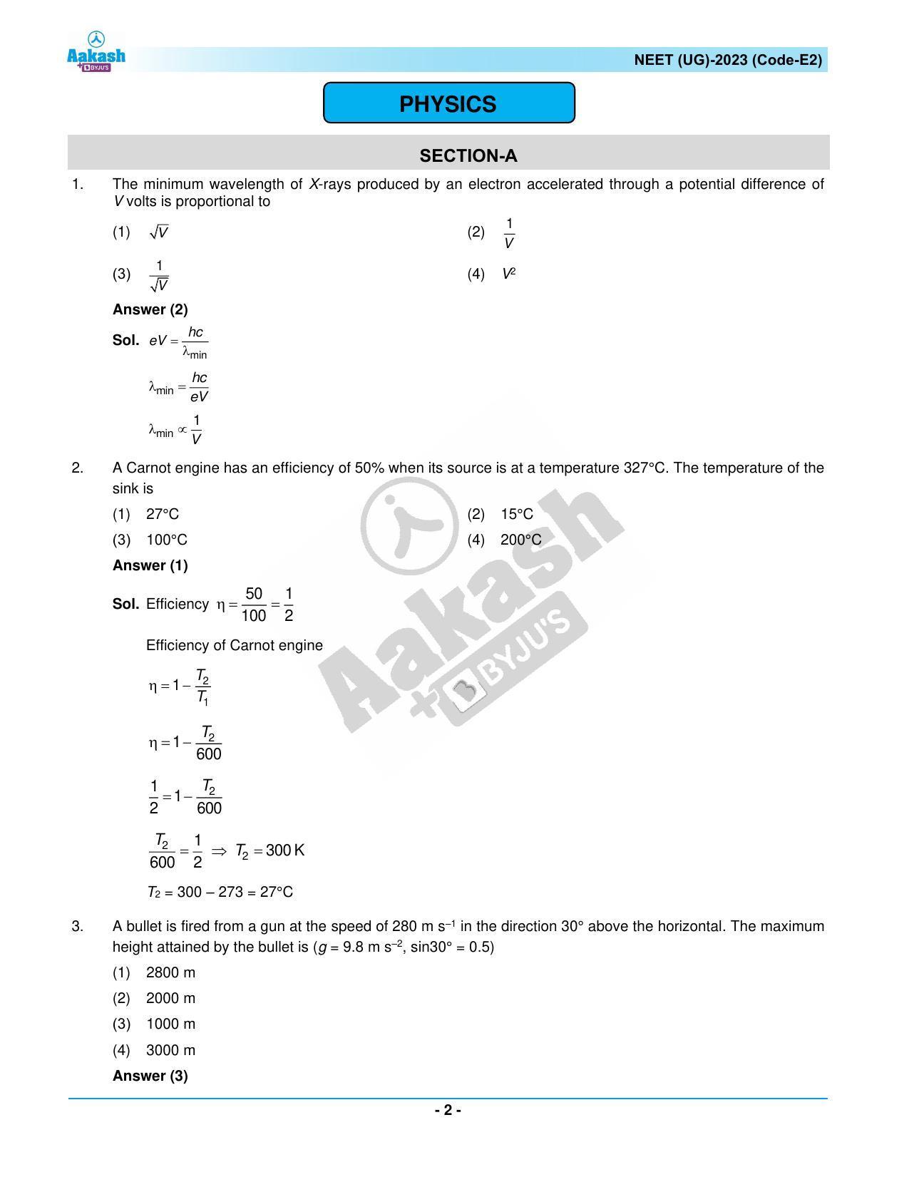 NEET 2023 Question Paper E2 - Page 2