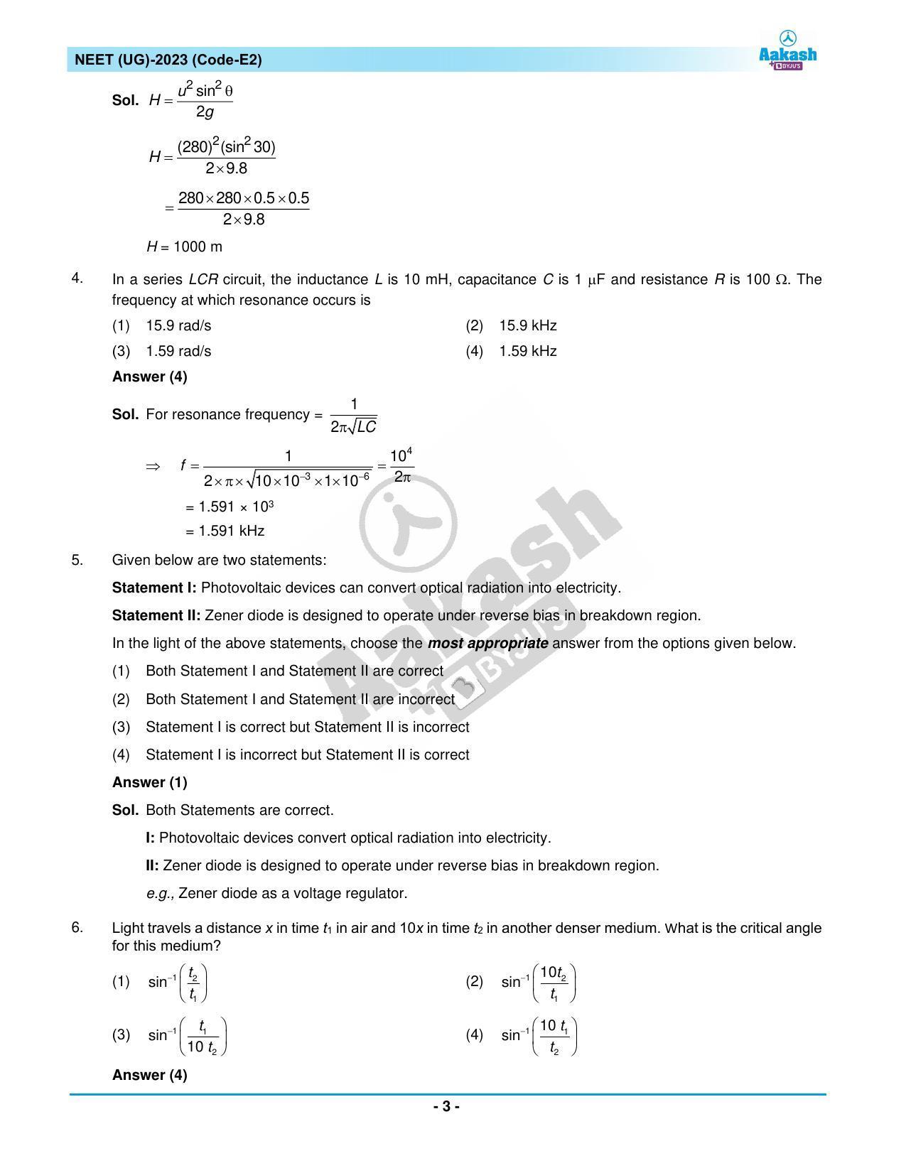 NEET 2023 Question Paper E2 - Page 3