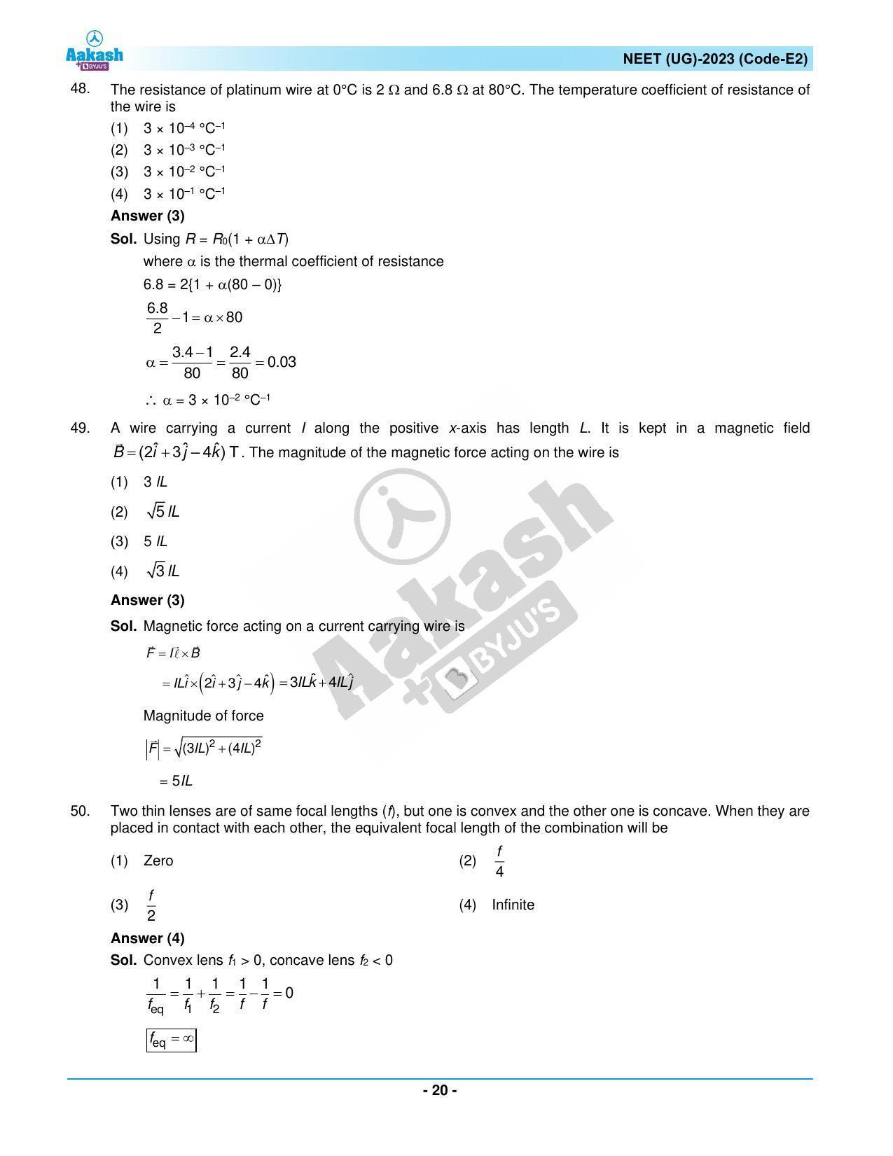 NEET 2023 Question Paper E2 - Page 20