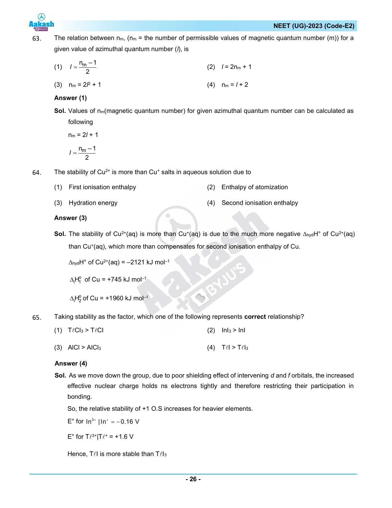 NEET 2023 Question Paper E2 - Page 26