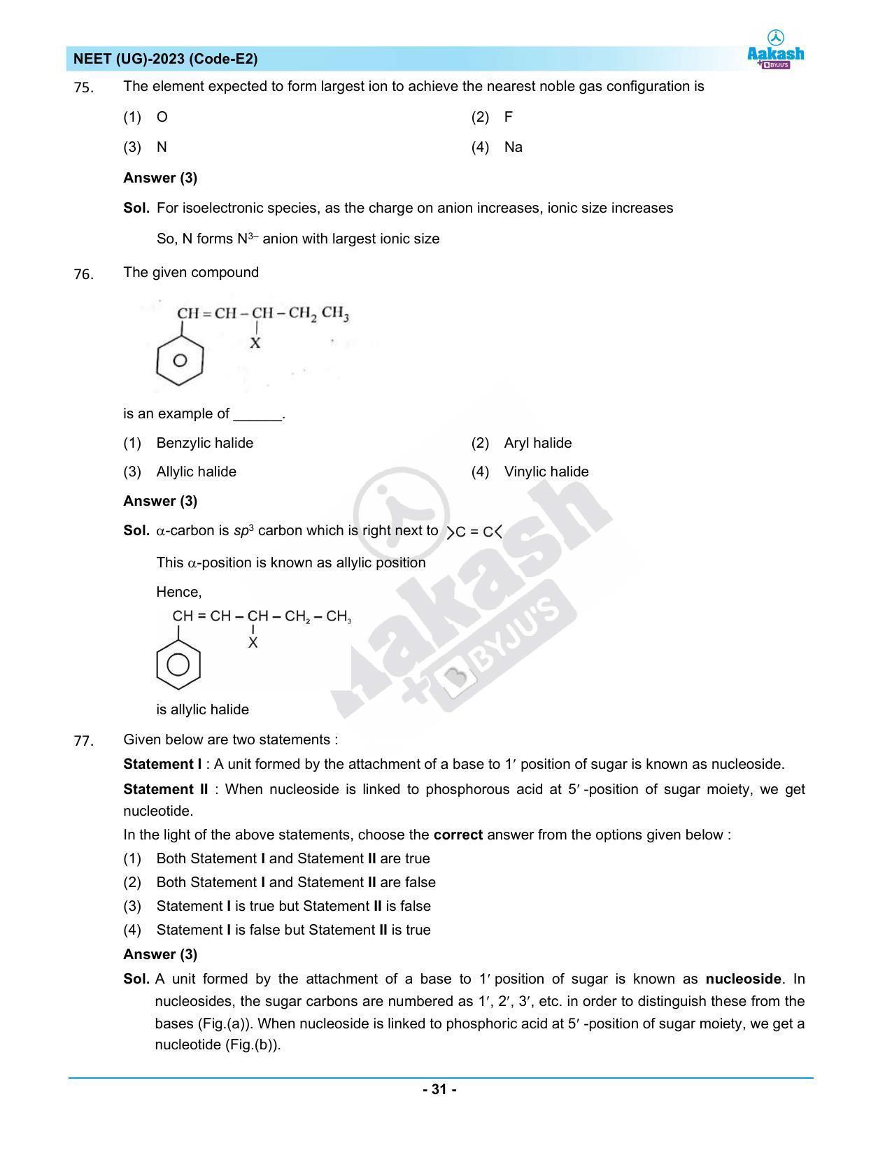 NEET 2023 Question Paper E2 - Page 31