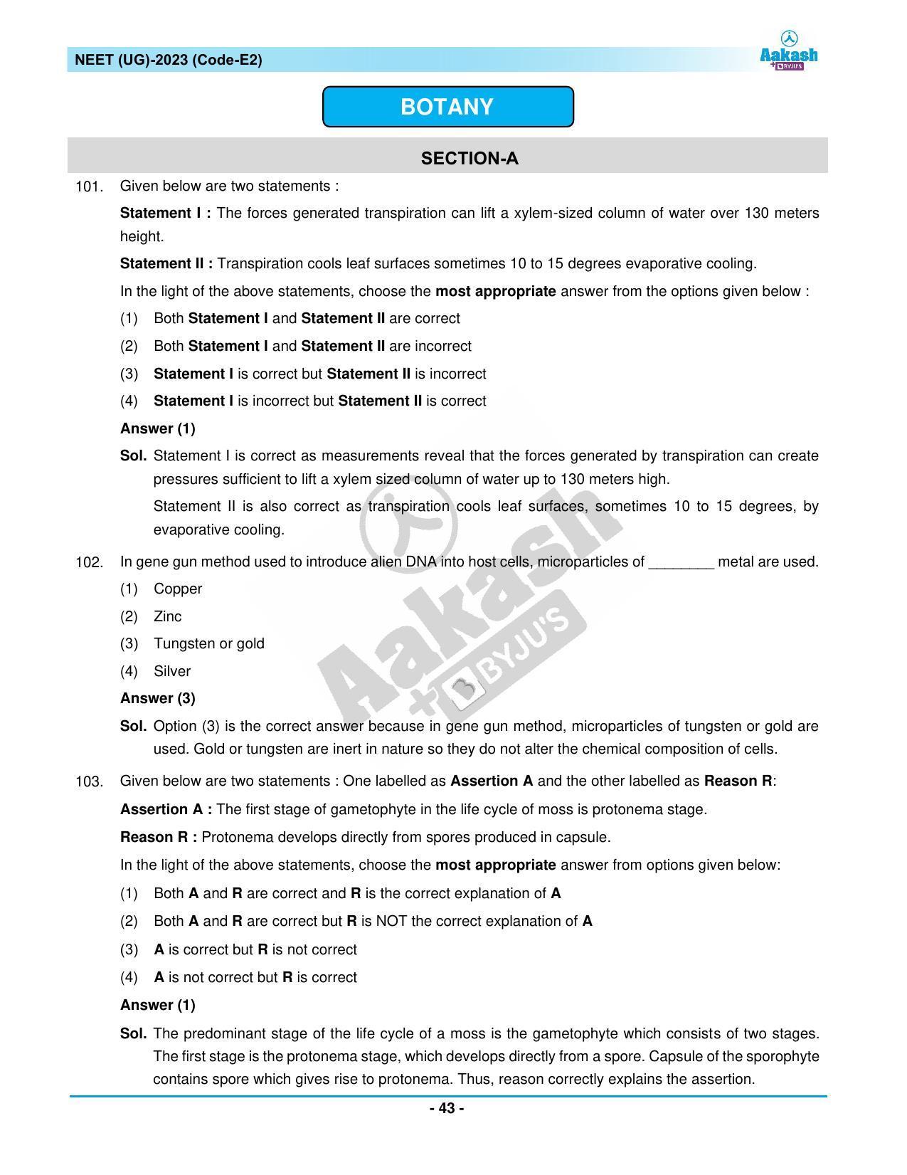 NEET 2023 Question Paper E2 - Page 43