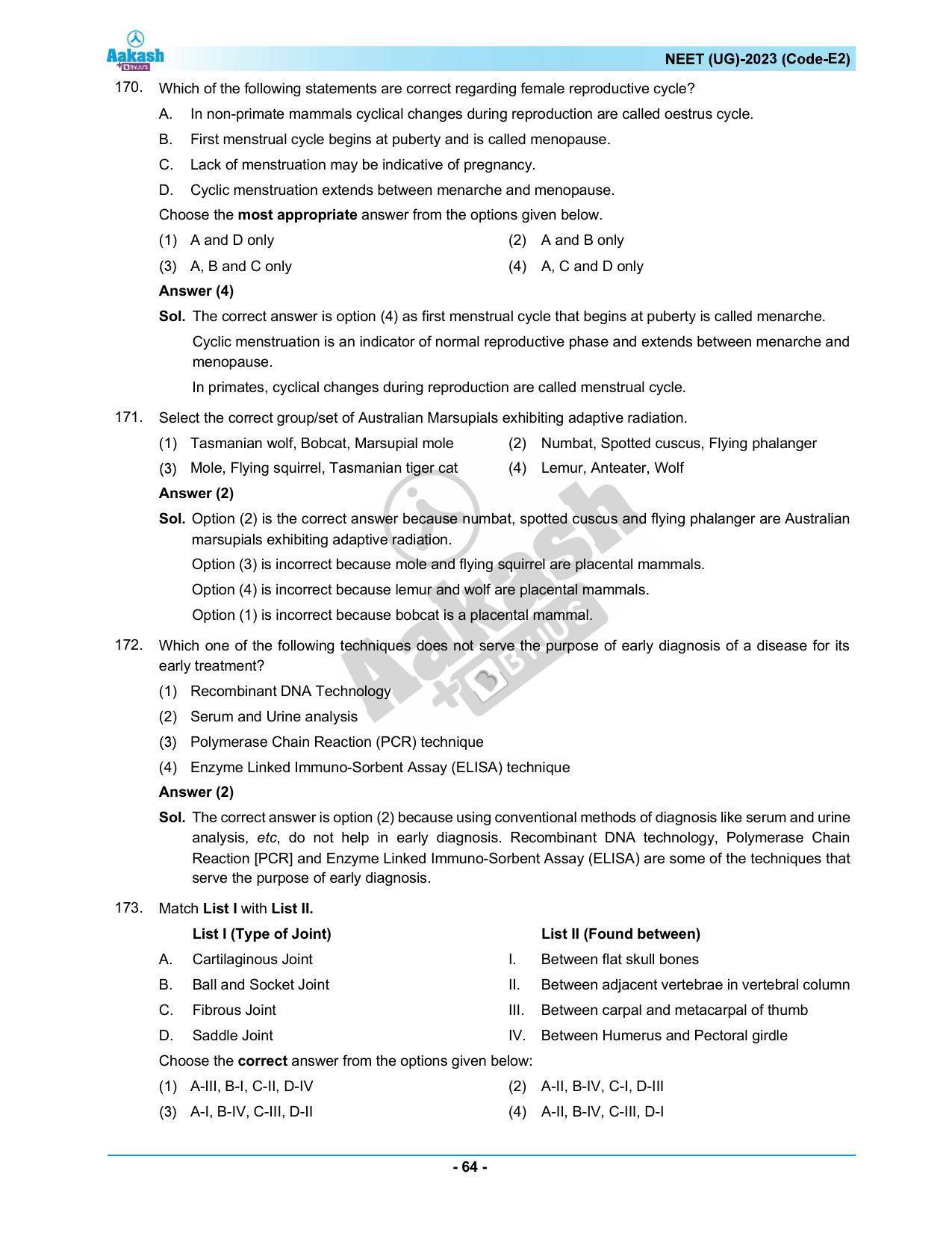 NEET 2023 Question Paper E2 - Page 64